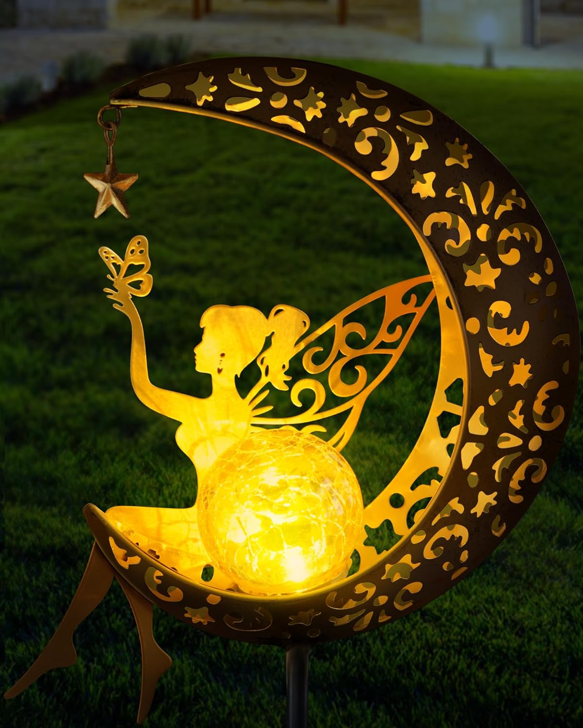 Solar Garden Statues Outdoor Decor, Fairy Moon Figurine Light Stake, Housewarming Ornament for Patio, Lawn, Yard, Pathway – Unique Gift Ideas for Gardening Mom Grandma Solar Garden Statues Outdoor Decor, Fairy Moon Figurine Light Stake, Housewarming Ornament for Patio, Lawn, Yard, Pathway – Unique Gift Ideas for Gardening Mom Grandma
