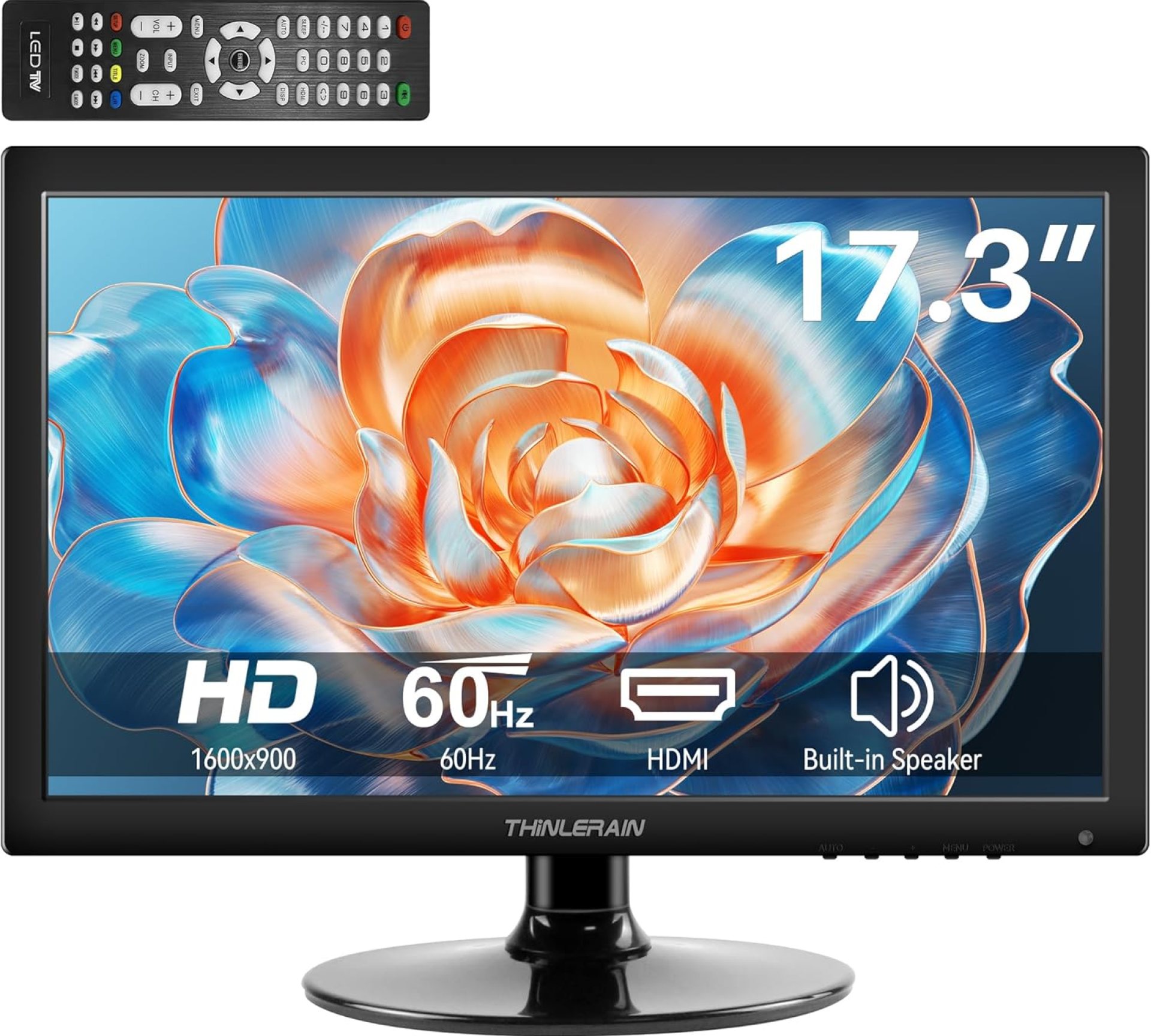 Thinlerian 17.3 Inch Computer Monitor, HD 1600×900 Display, HDMI VGA Monitor, Build-in Speakers, 60Hz, 5Ms, VESA Mountable, PC Monitor, Black Thinlerian 17.3 Inch Computer Monitor, HD 1600×900 Display, HDMI VGA Monitor, Build-in Speakers, 60Hz, 5Ms, VESA Mountable, PC Monitor, Black