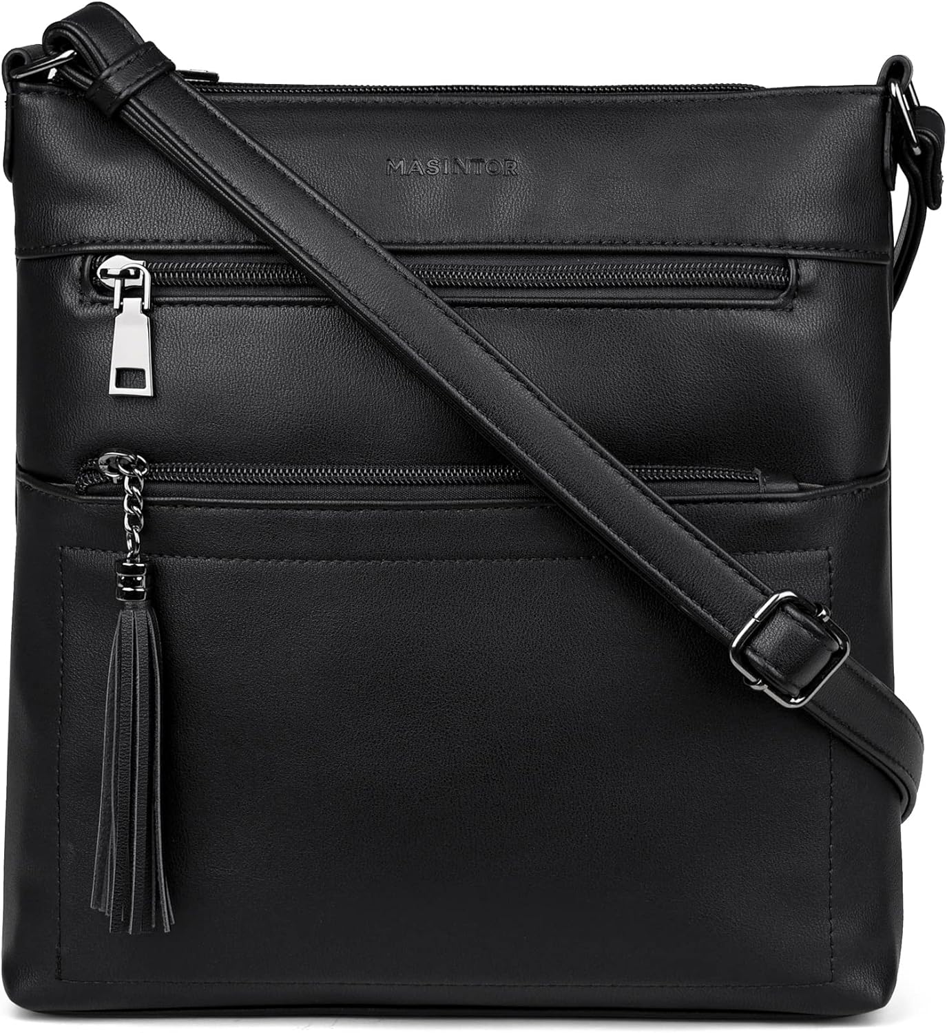 MASINTOR Crossbody Purses for Women, Multi Pocket Casual Crossbody Bag, Adjustable Strap Shoulder Bag with Tassel MASINTOR Crossbody Purses for Women, Multi Pocket Casual Crossbody Bag, Adjustable Strap Shoulder Bag with Tassel