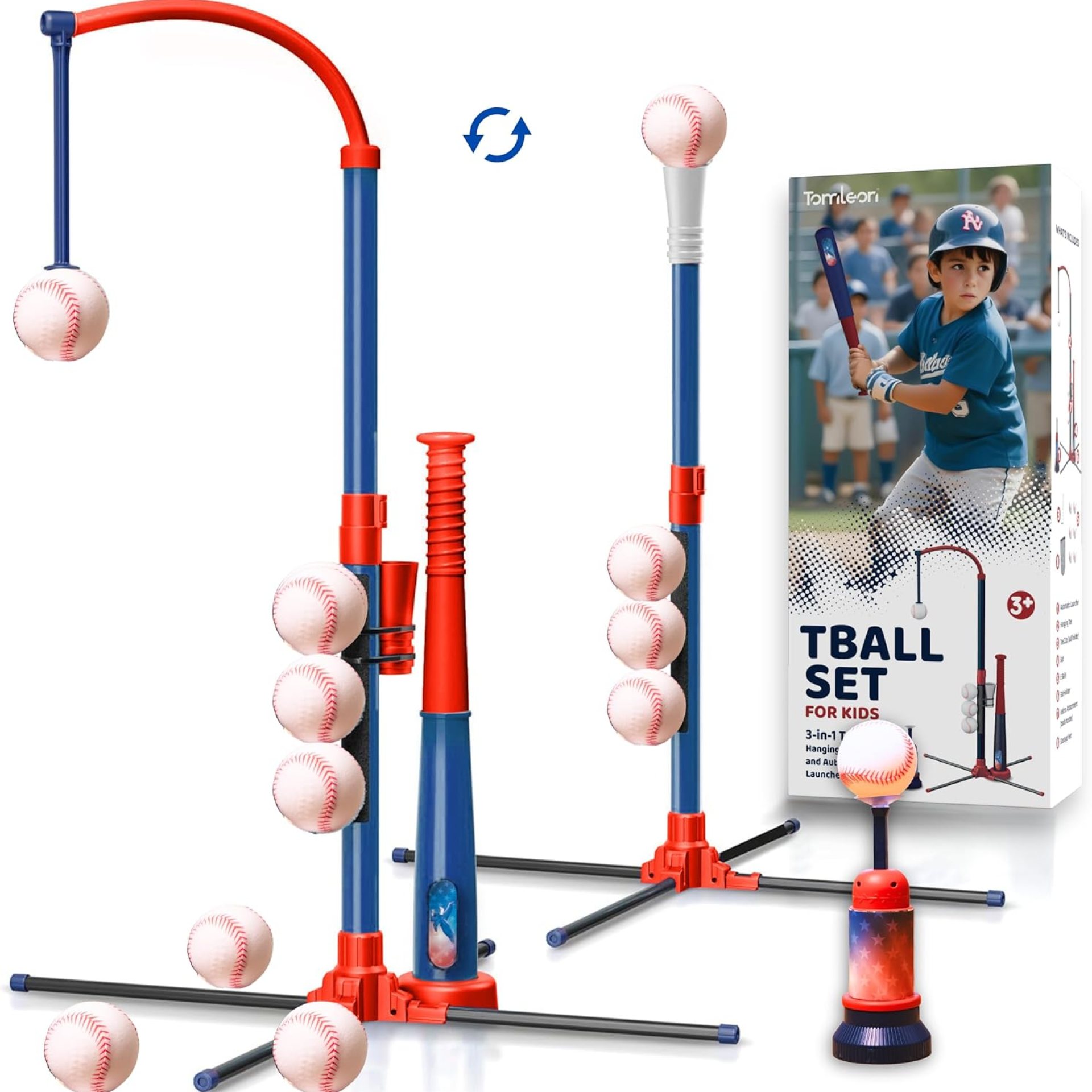 3-in-1 Baseball Set for Kids and Toddlers Ages 3-5 – Includes Tee Ball Stand, Hanging Tee, Automatic Ball Launcher, and 6 Softballs – Adjustable Height for Indoor/Outdoor Play – Sports Gift for Boys 3-in-1 Baseball Set for Kids and Toddlers Ages 3-5 – Includes Tee Ball Stand, Hanging Tee, Automatic Ball Launcher, and 6 Softballs – Adjustable Height for Indoor/Outdoor Play – Sports Gift for Boys