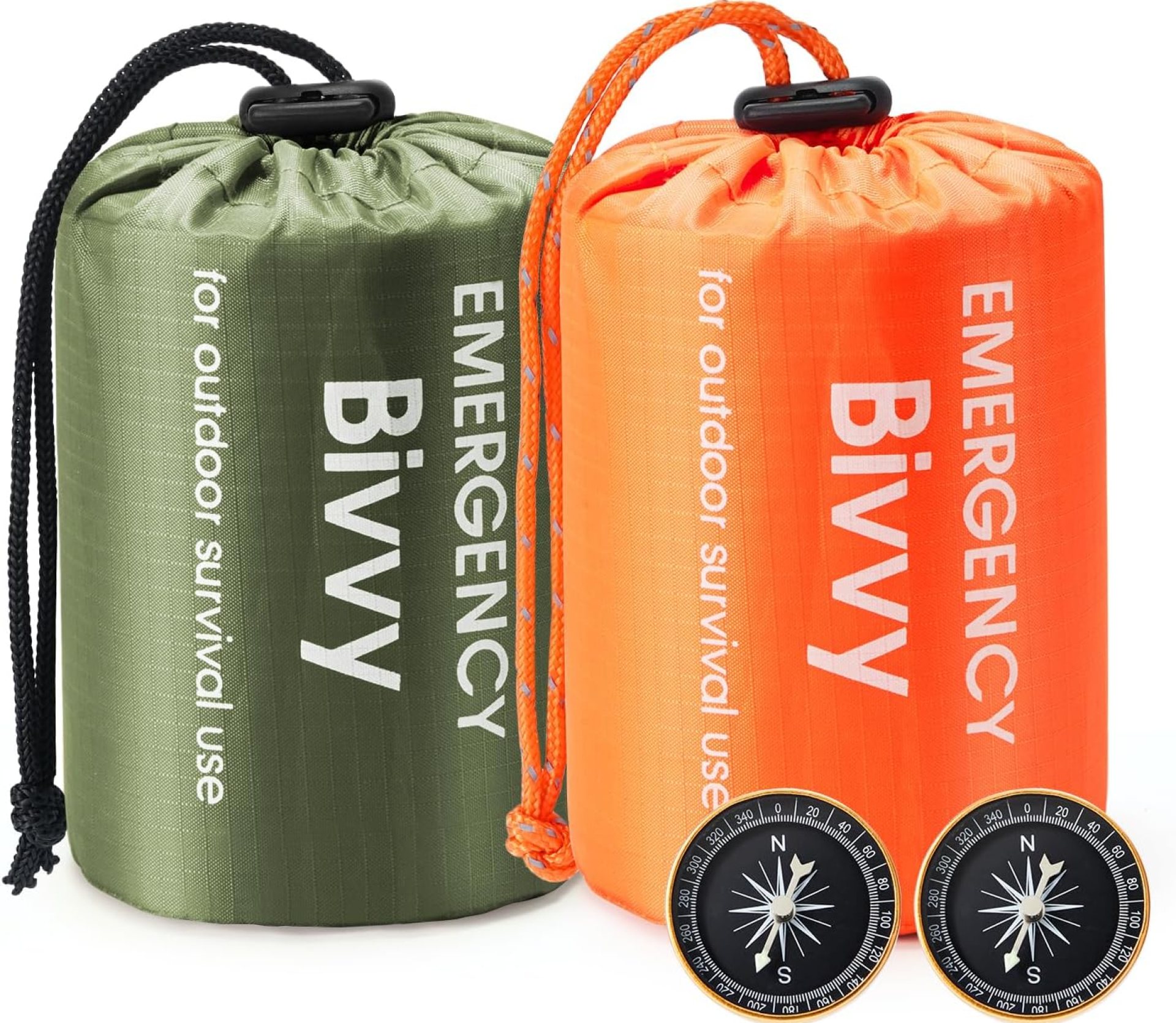 Esky Emergency Sleeping Bag, 2Pack Portable Thermal Bivy Sack, Waterproof Lightweight Emergency Blanket Survival Gear with Compass for Camping Hiking Outdoor Adventure Esky Emergency Sleeping Bag, 2Pack Portable Thermal Bivy Sack, Waterproof Lightweight Emergency Blanket Survival Gear with Compass for Camping Hiking Outdoor Adventure