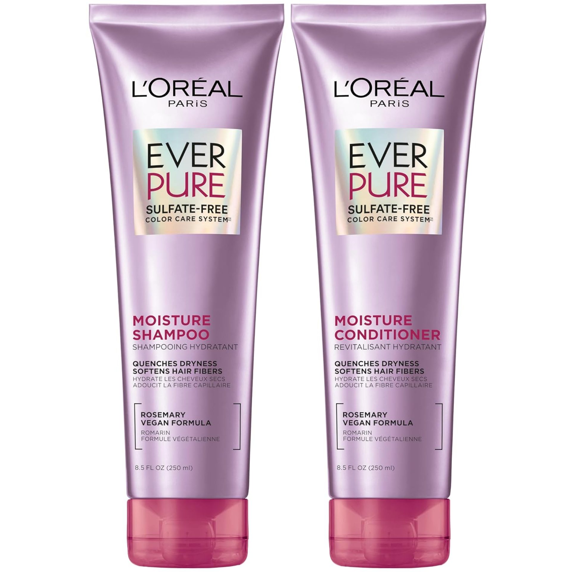 L’Oreal Paris Moisture Sulfate Free Shampoo and Conditioner Set, Hair Care for Color-Treated Hair with Rosemary Botanicals, EverPure, 1 Kit L’Oreal Paris Moisture Sulfate Free Shampoo and Conditioner Set, Hair Care for Color-Treated Hair with Rosemary Botanicals, EverPure, 1 Kit