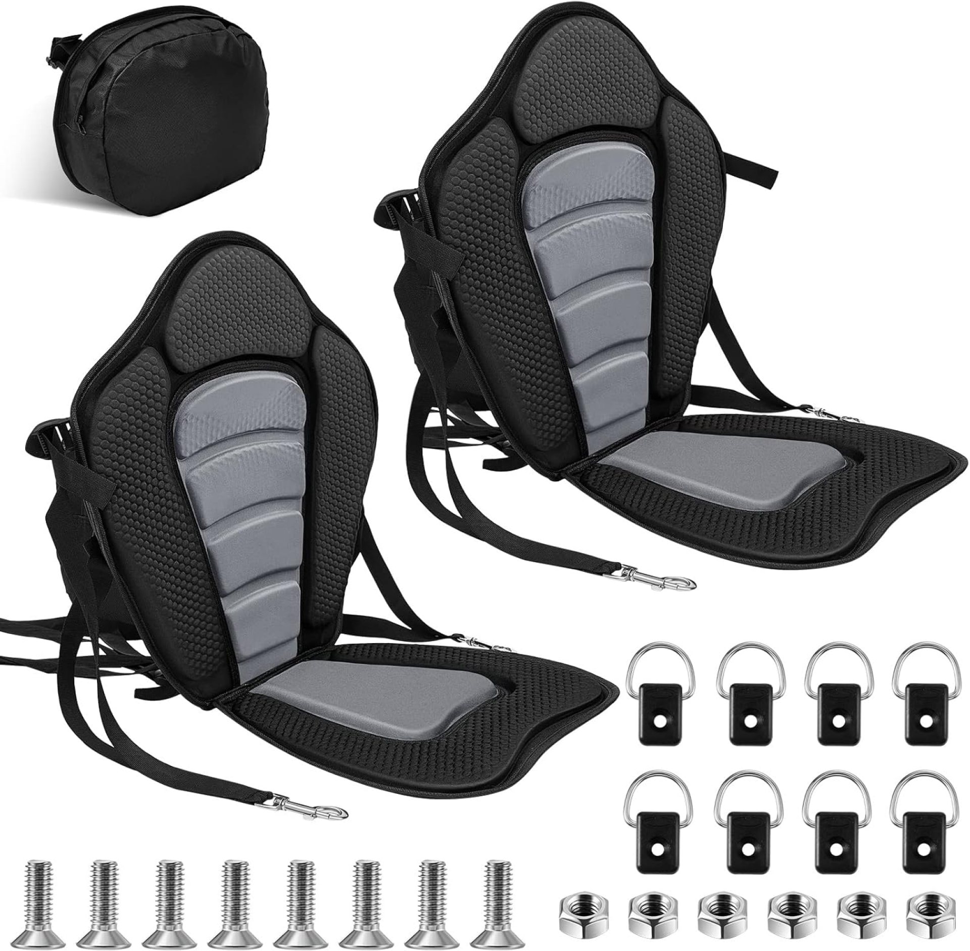 Lewtemi 2 Pack Kayak Seats with Back Support Padded Boat Seat with Detachable Storage Bag and 8 Fixed D Ring and Screws Sit on Top Fishing Adjustable Back Strap Sup Paddle Board Seat Lewtemi 2 Pack Kayak Seats with Back Support Padded Boat Seat with Detachable Storage Bag and 8 Fixed D Ring and Screws Sit on Top Fishing Adjustable Back Strap Sup Paddle Board Seat