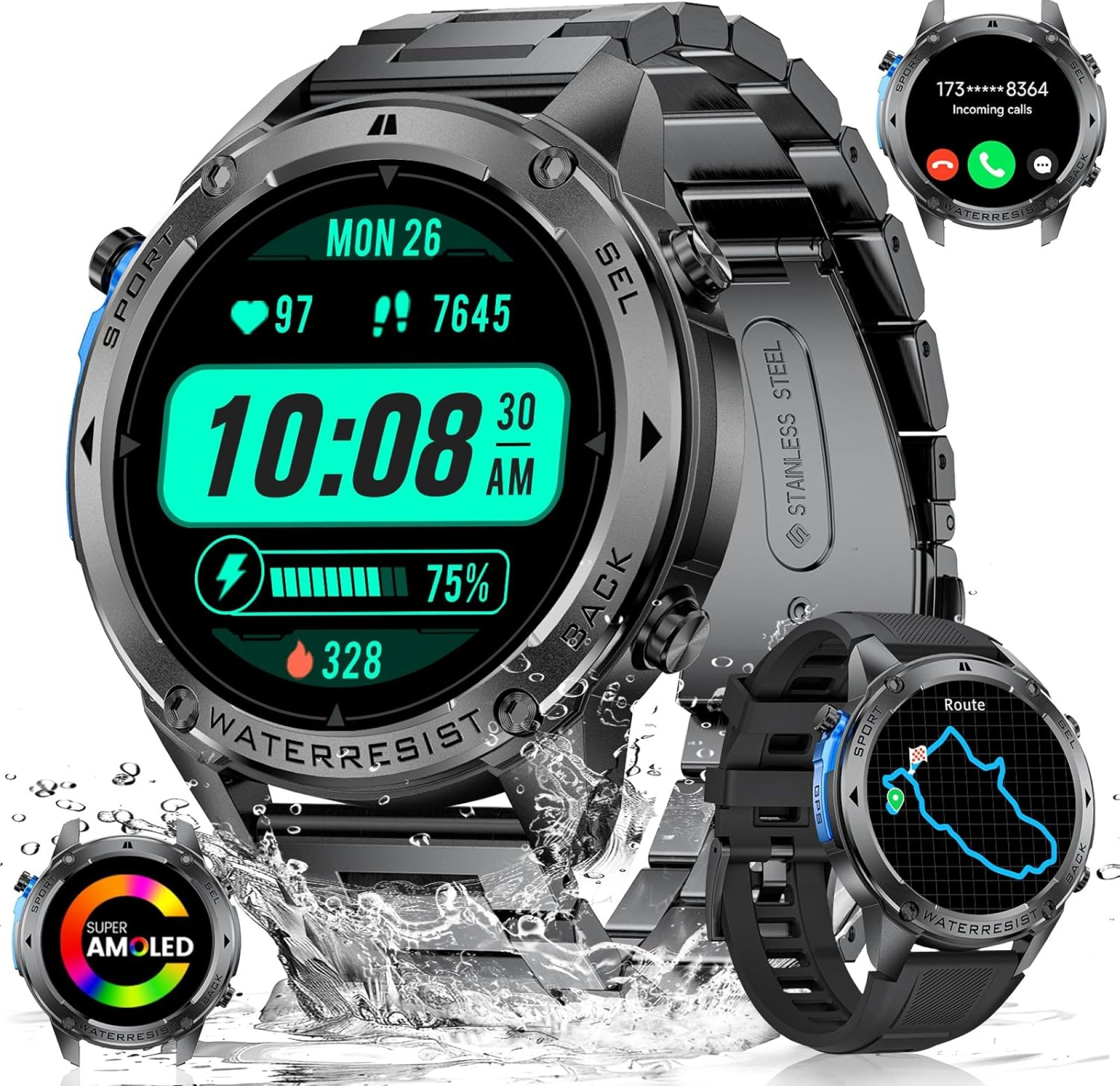 LIGE GPS Military Smart Watch for Men, Compass GPS Running Watch, 170+ Sport Modes Fitness Tracker Watch, 1.43” AMOLED Smart Watches, Rugged Smart Watch for Android iOS LIGE GPS Military Smart Watch for Men, Compass GPS Running Watch, 170+ Sport Modes Fitness Tracker Watch, 1.43” AMOLED Smart Watches, Rugged Smart Watch for Android iOS