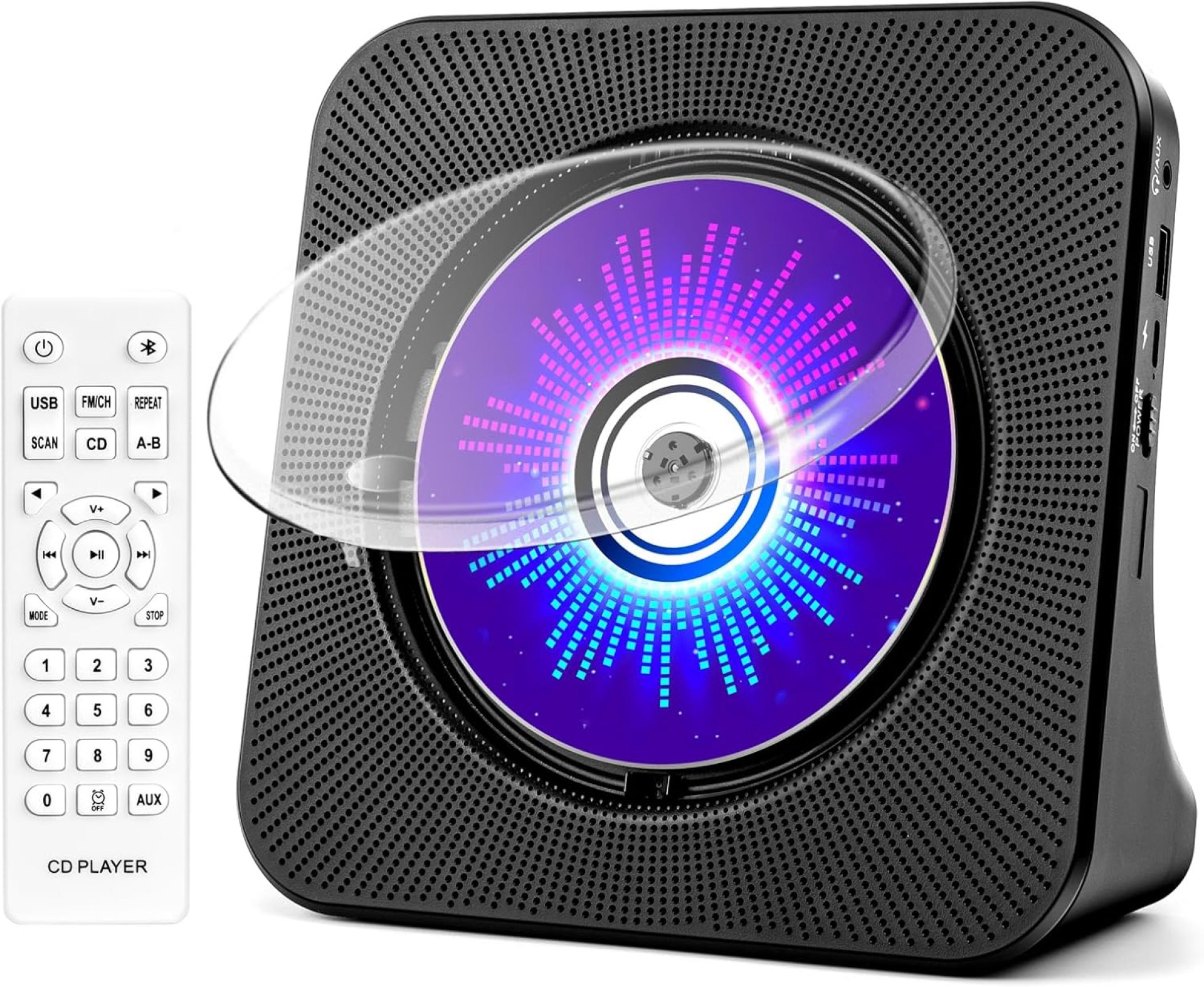 Desktop CD Player with Speakers, ROADOM CD Players for Home, Portable CD Player with Bluetooth Hi-Fi Stereo Sound,Remote Control,Supports CD/Bluetooth/FM Radio/U Disk/AUX/Timer/Repeat,Black Desktop CD Player with Speakers, ROADOM CD Players for Home, Portable CD Player with Bluetooth Hi-Fi Stereo Sound,Remote Control,Supports CD/Bluetooth/FM Radio/U Disk/AUX/Timer/Repeat,Black