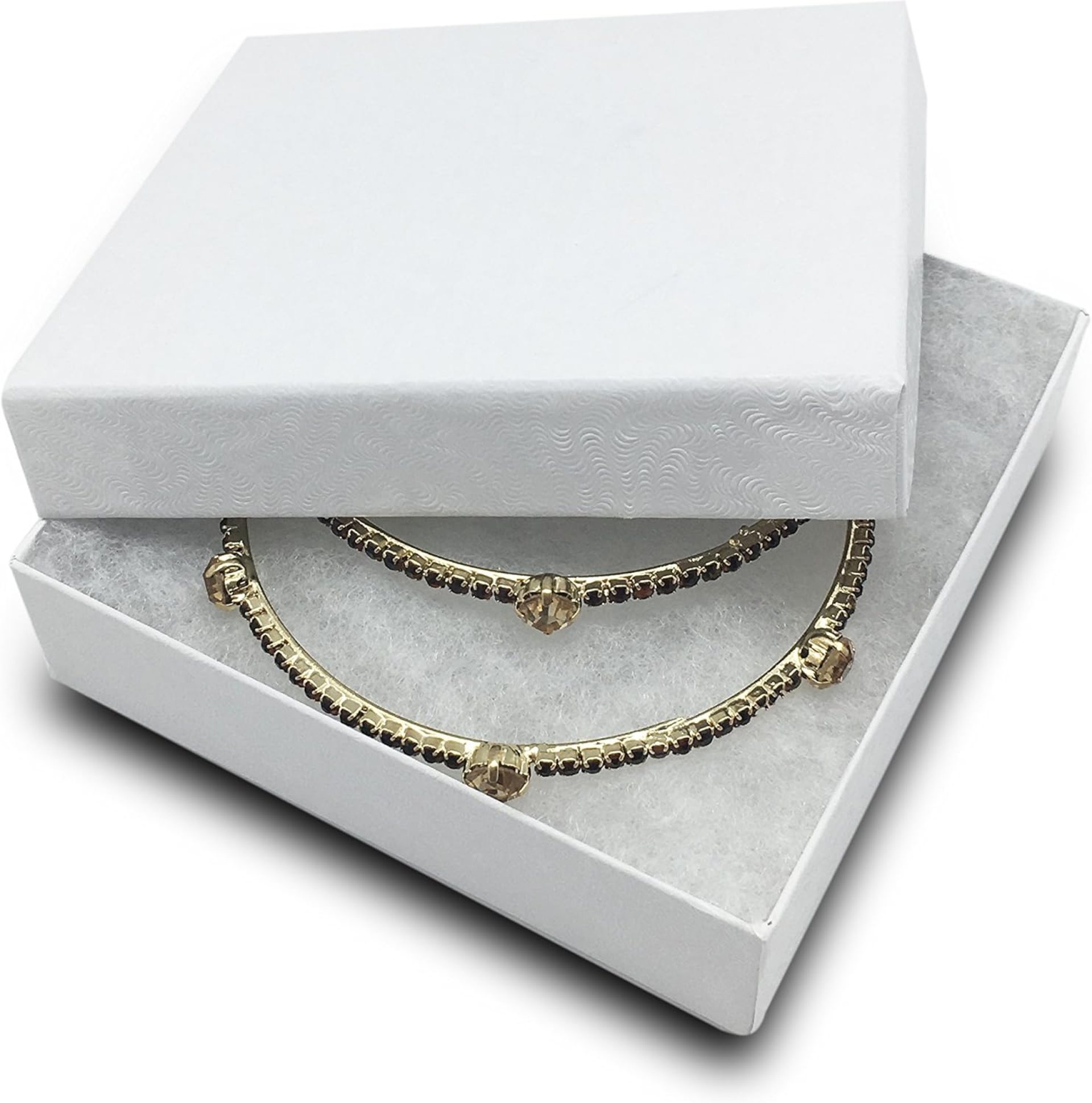 TheDisplayGuys – 100-Pack #33 Cotton Filled Cardboard Paper Jewelry Boxes Gift Case – White Swirl (3.5″ x 3.5″ x 1.0″) – for Shipping or Storage TheDisplayGuys – 100-Pack #33 Cotton Filled Cardboard Paper Jewelry Boxes Gift Case – White Swirl (3.5″ x 3.5″ x 1.0″) – for Shipping or Storage