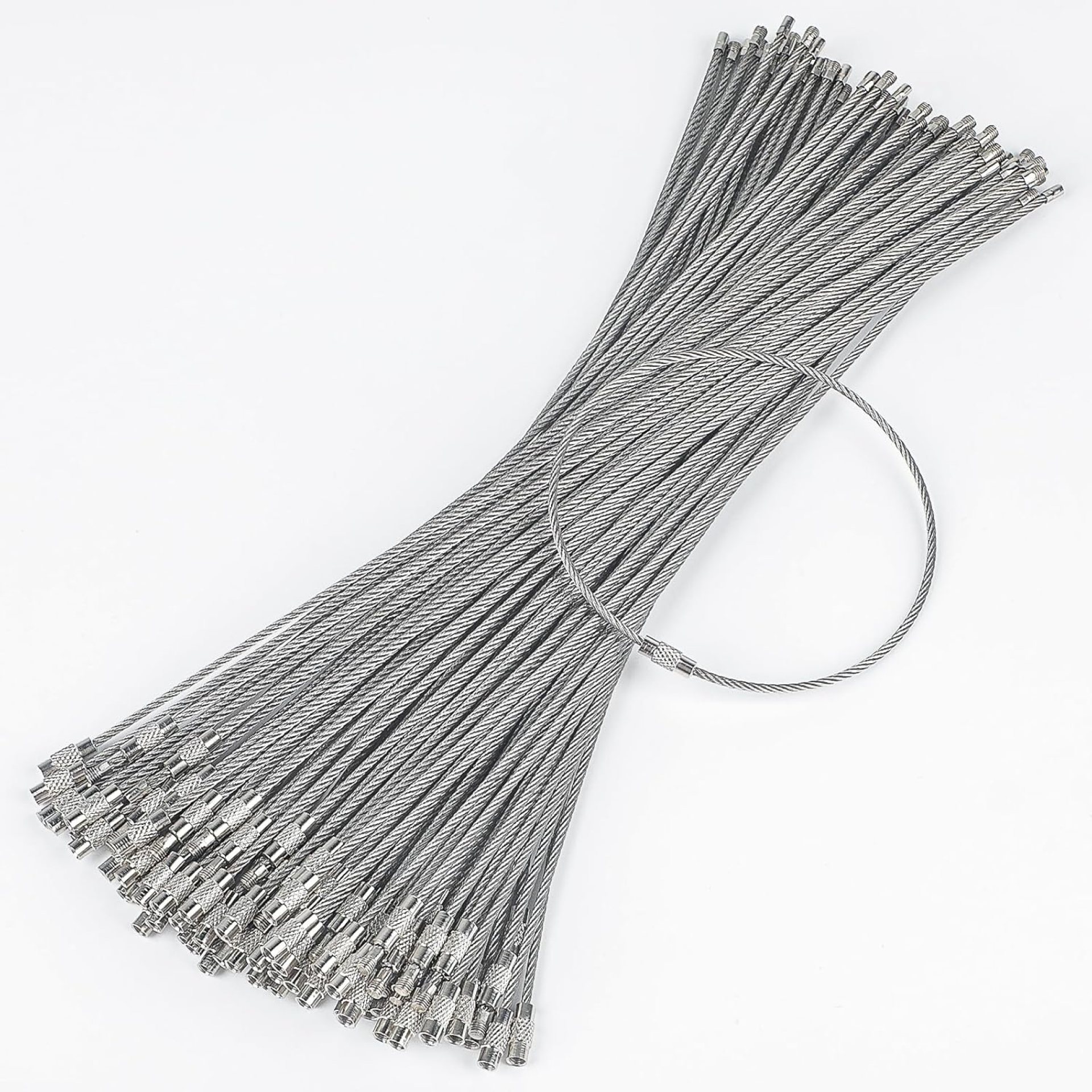 Pawfly 5 Inch/10 Inch Wire Keychain Cable Large Stainless Steel Key Ring Loop Holder, 20/50/100 Pack Pawfly 5 Inch/10 Inch Wire Keychain Cable Large Stainless Steel Key Ring Loop Holder, 20/50/100 Pack