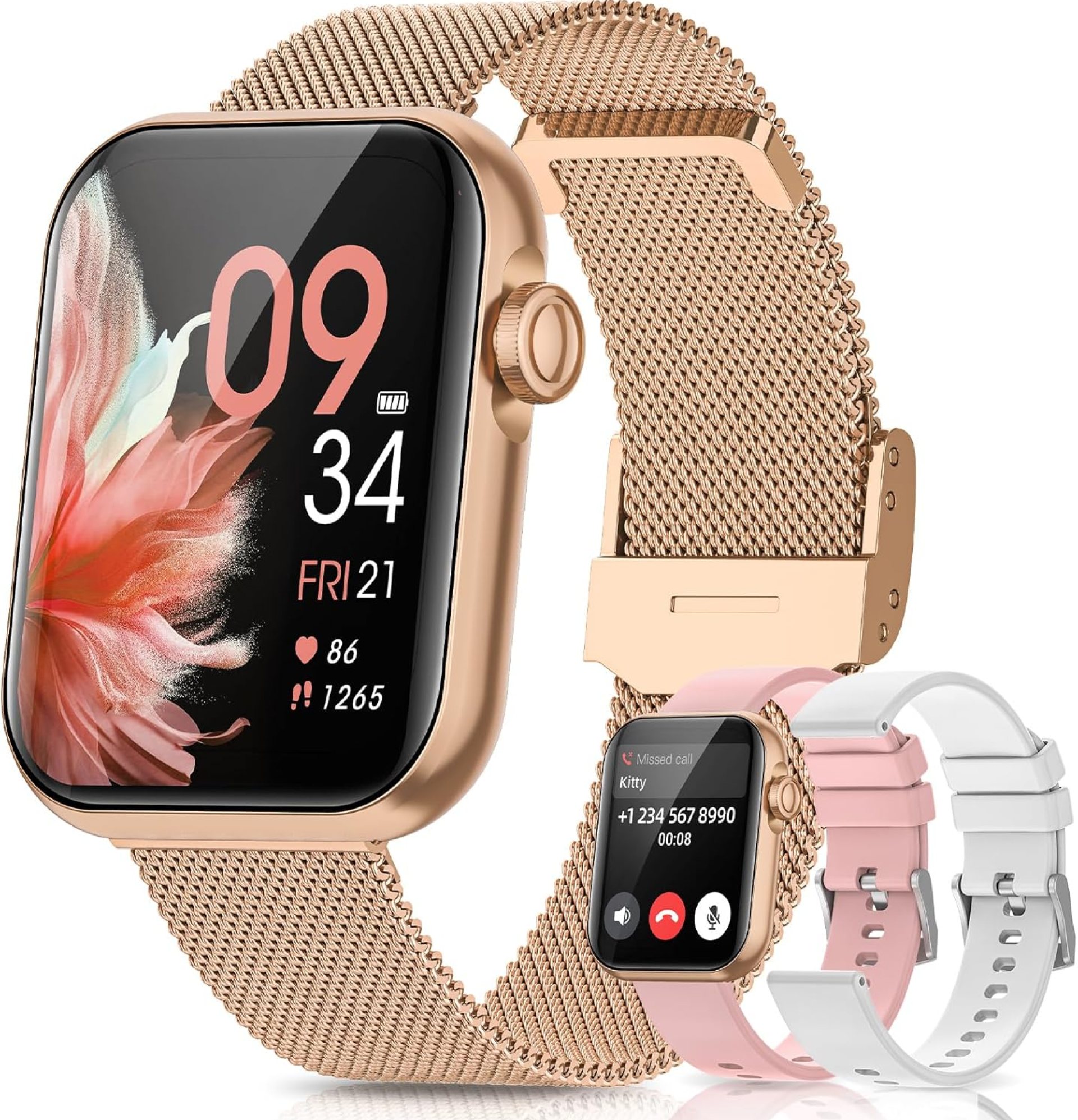 Smart Watches for Women, Android Smart Watch for Phones (Make Calls), 1.85″ HD Fitness Tracker Watch with Blood Pressure/Heart Rate/Sleep Monitor, 110+ Sport Modes Fitness Watches for Women/Men Smart Watches for Women, Android Smart Watch for Phones (Make Calls), 1.85″ HD Fitness Tracker Watch with Blood Pressure/Heart Rate/Sleep Monitor, 110+ Sport Modes Fitness Watches for Women/Men