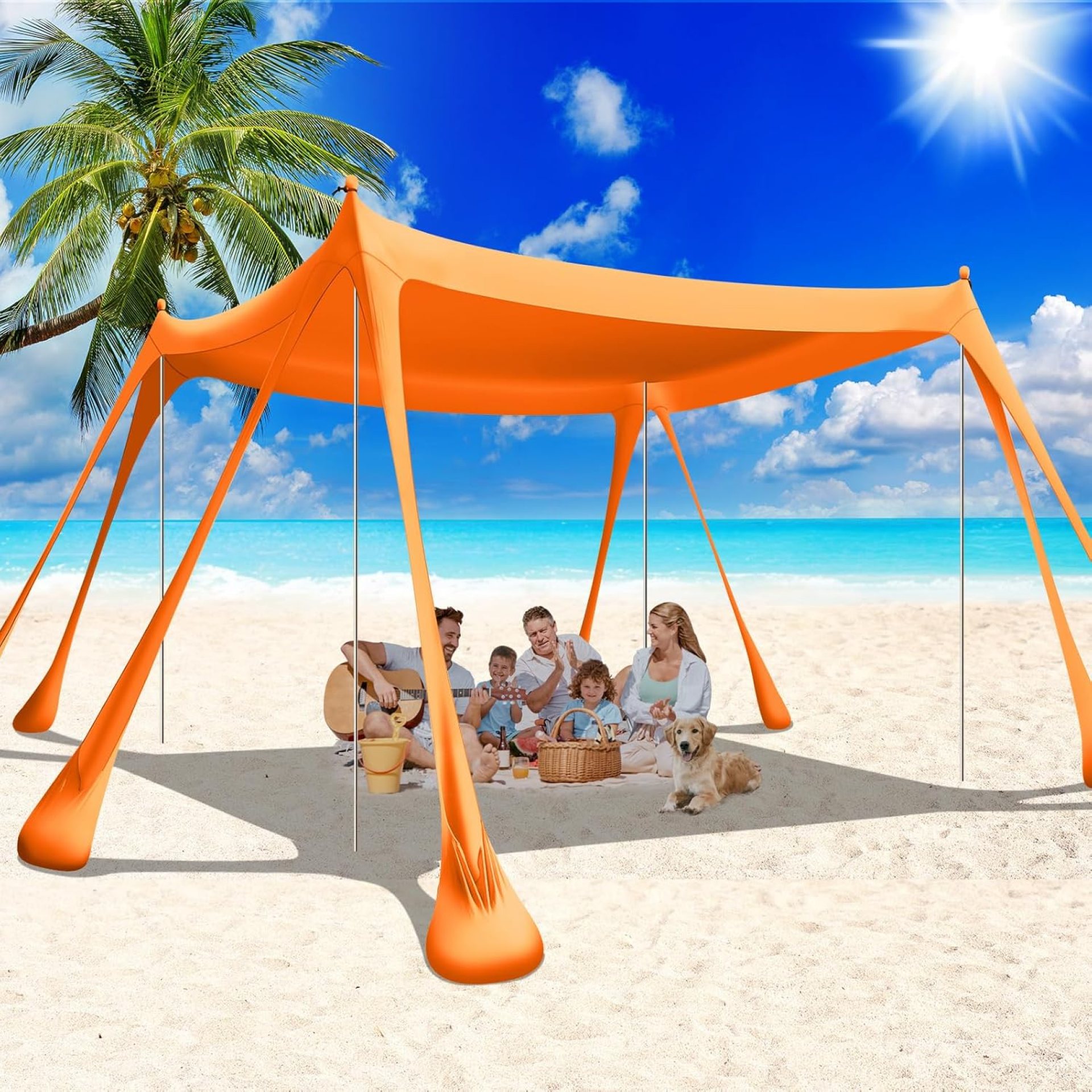 Beach Tent Canopy Pop Up Shade 10x10ft Sun Shelter Portable with UPF50+ UV Protection 8 Sandbags, 4 Aluminum Poles, 2 Sand Shovel, Ground Pegs Carrying Bag for Outdoor Camping Fishing Yard Picnics Beach Tent Canopy Pop Up Shade 10x10ft Sun Shelter Portable with UPF50+ UV Protection 8 Sandbags, 4 Aluminum Poles, 2 Sand Shovel, Ground Pegs Carrying Bag for Outdoor Camping Fishing Yard Picnics