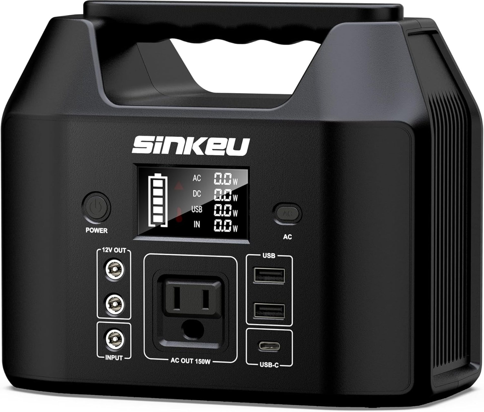 SinKeu Portable Power Station 122.8Wh, LiFePO4 Battery Solar Generator for Home Use, 150W Power Bank with AC Outlet for Camping, RV, Emergency Backup SinKeu Portable Power Station 122.8Wh, LiFePO4 Battery Solar Generator for Home Use, 150W Power Bank with AC Outlet for Camping, RV, Emergency Backup