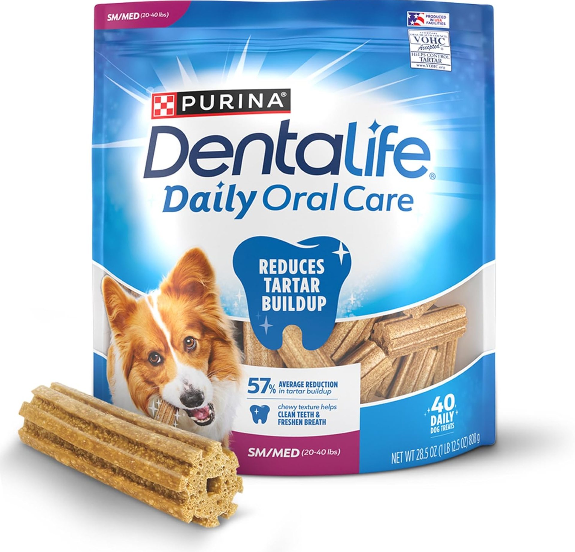 DentaLife Daily Oral Care Dog Treats for Small and Medium Dogs, Chewy Dental Treat to Freshen Breath and Fight Tartar, Chicken Flavor, 28.5 oz., 40 Chews – 40 ct. Pouch DentaLife Daily Oral Care Dog Treats for Small and Medium Dogs, Chewy Dental Treat to Freshen Breath and Fight Tartar, Chicken Flavor, 28.5 oz., 40 Chews – 40 ct. Pouch