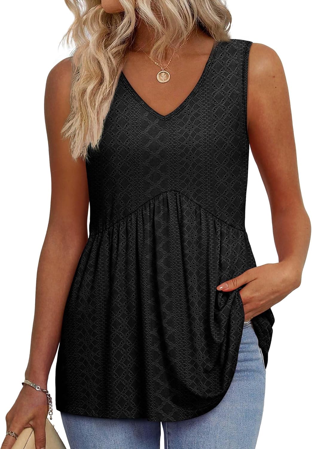 OFEEFAN Womens Tank Tops 2025 Flowy Peplum Tops for Women Dressy Sleeveless V Neck Babydoll Tank Tops OFEEFAN Womens Tank Tops 2025 Flowy Peplum Tops for Women Dressy Sleeveless V Neck Babydoll Tank Tops