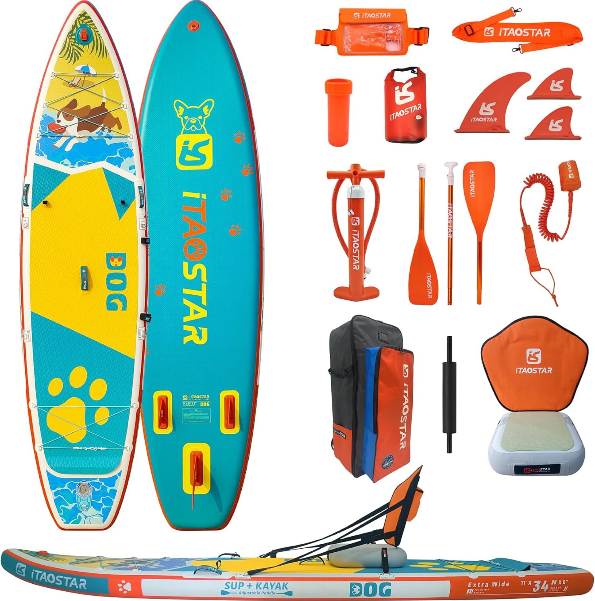 Pets 8’×29″ / 11’×35″ / 11’6″×34″ Inflatable Paddle Board, One-Stop Premium SUP Accessories, Extra Wide Paddle Board for More Balance, Tailored Fins for More Fun Pets 8’×29″ / 11’×35″ / 11’6″×34″ Inflatable Paddle Board, One-Stop Premium SUP Accessories, Extra Wide Paddle Board for More Balance, Tailored Fins for More Fun