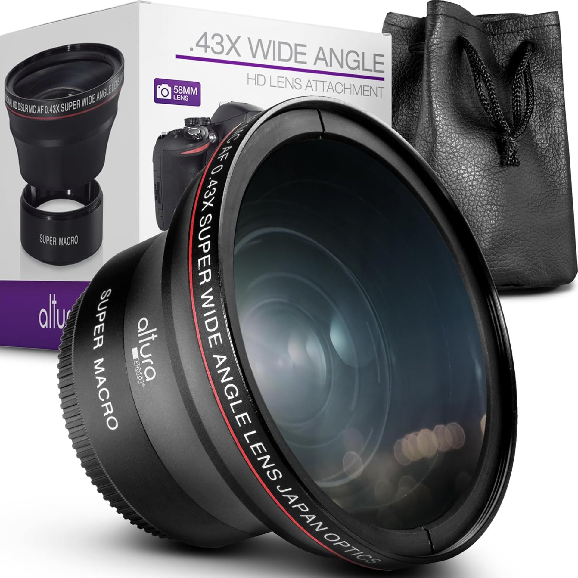 58MM 0.43x Altura Photo Professional HD Wide Angle Lens (w/Macro Portion) for Canon EOS 70D 77D 80D 90D Rebel T8i T7 T7i T6i T6s T6 SL2 SL3 DSLR Cameras 58MM 0.43x Altura Photo Professional HD Wide Angle Lens (w/Macro Portion) for Canon EOS 70D 77D 80D 90D Rebel T8i T7 T7i T6i T6s T6 SL2 SL3 DSLR Cameras