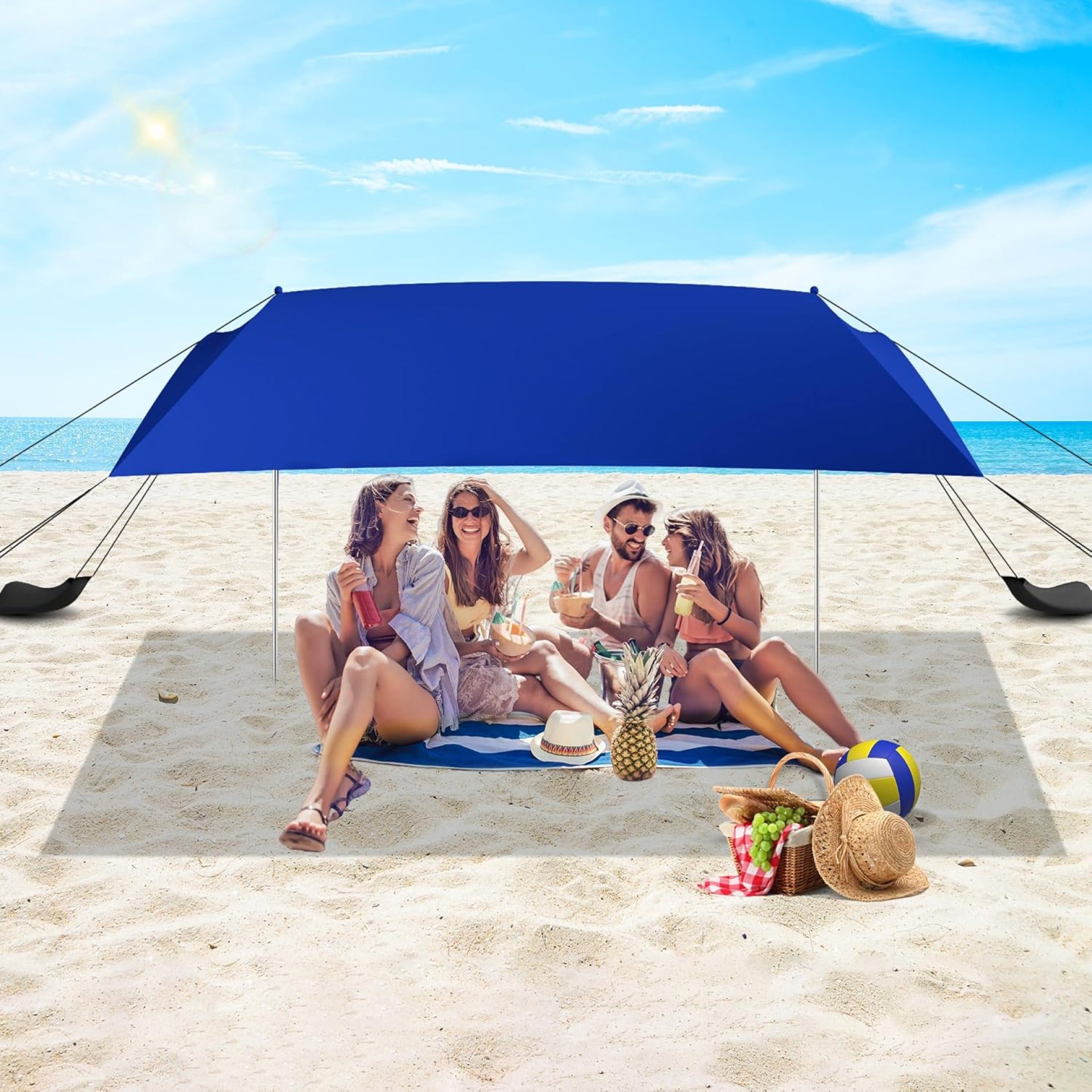 Beach Tent Sun Shelter UPF50+ with Sandbags, Sand Shovel & Windproof Poles – Portable Pop Up Canopy for Beach, Camping, Picnics, Backyard & Fishing (Royal Blue,6.9×6.5FT) Beach Tent Sun Shelter UPF50+ with Sandbags, Sand Shovel & Windproof Poles – Portable Pop Up Canopy for Beach, Camping, Picnics, Backyard & Fishing (Royal Blue,6.9×6.5FT)