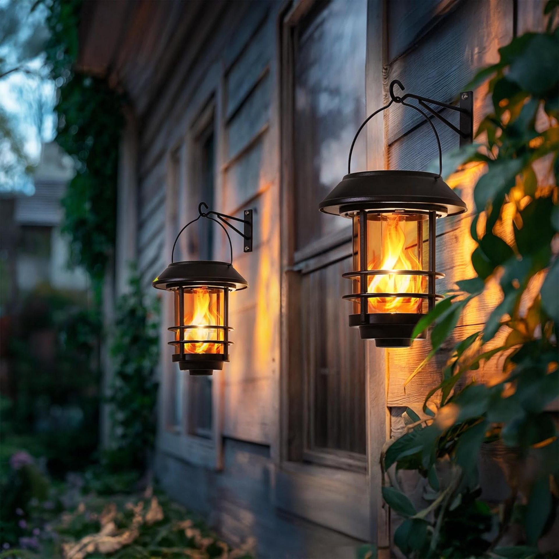 Otdair Solar Wall Lantern Outdoor, Flickering Flames Solar Sconce Lights Outdoor, Hanging Lamps Wall Mount for Front Porch, Patio and Yard, 2 Pack Otdair Solar Wall Lantern Outdoor, Flickering Flames Solar Sconce Lights Outdoor, Hanging Lamps Wall Mount for Front Porch, Patio and Yard, 2 Pack