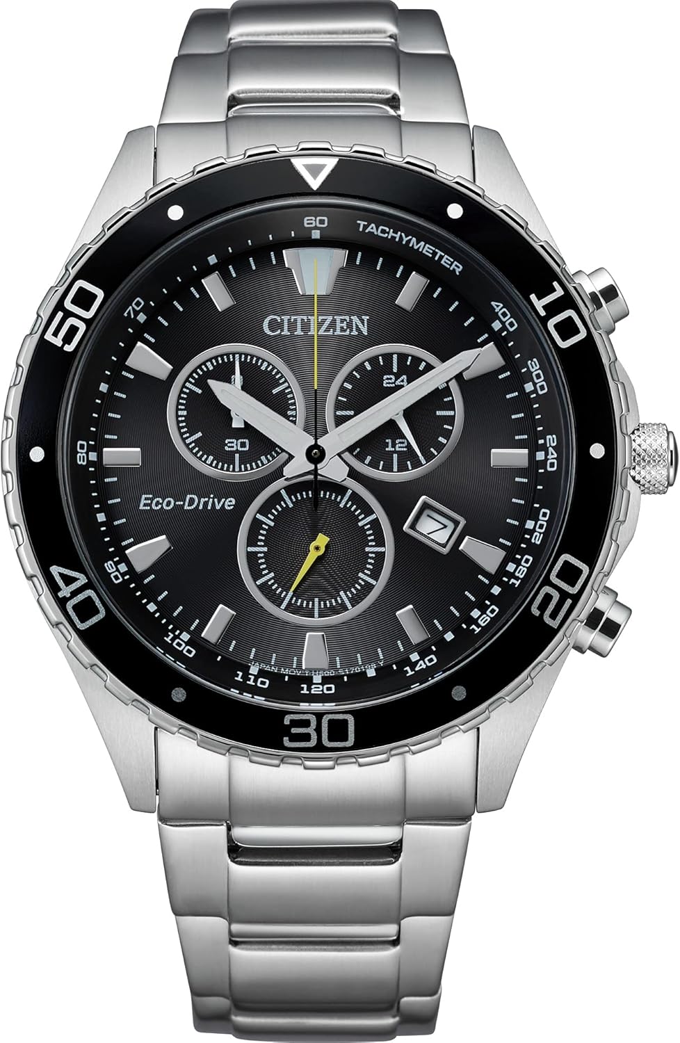 Citizen Men’s Eco-Drive Weekender Chronograph Watch in Silver-tone Stainless Steel, Black Dial (Model: AT2387-52E) Citizen Men’s Eco-Drive Weekender Chronograph Watch in Silver-tone Stainless Steel, Black Dial (Model: AT2387-52E)