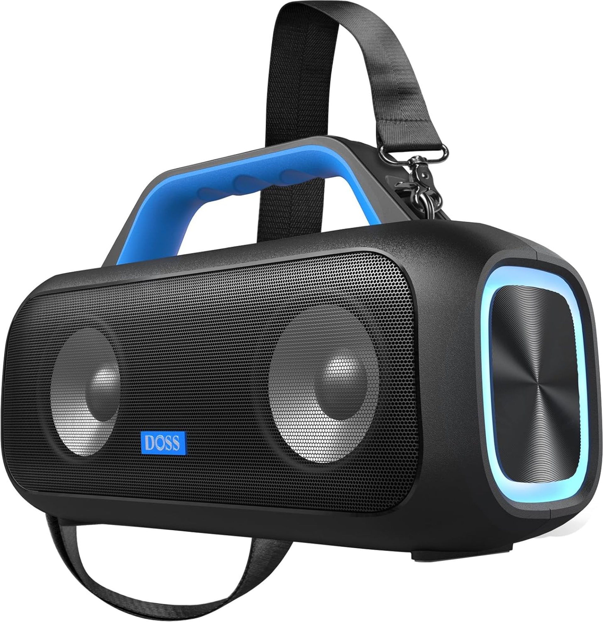 DOSS Extreme Boom S Wireless Portable Bluetooth Speaker with 60W Stereo Sound, Rich Bass, IPX6 Waterproof, 25H Playtime, TWS, LED Lights, Outdoor for Camping,Beach, Pool-Blue DOSS Extreme Boom S Wireless Portable Bluetooth Speaker with 60W Stereo Sound, Rich Bass, IPX6 Waterproof, 25H Playtime, TWS, LED Lights, Outdoor for Camping,Beach, Pool-Blue