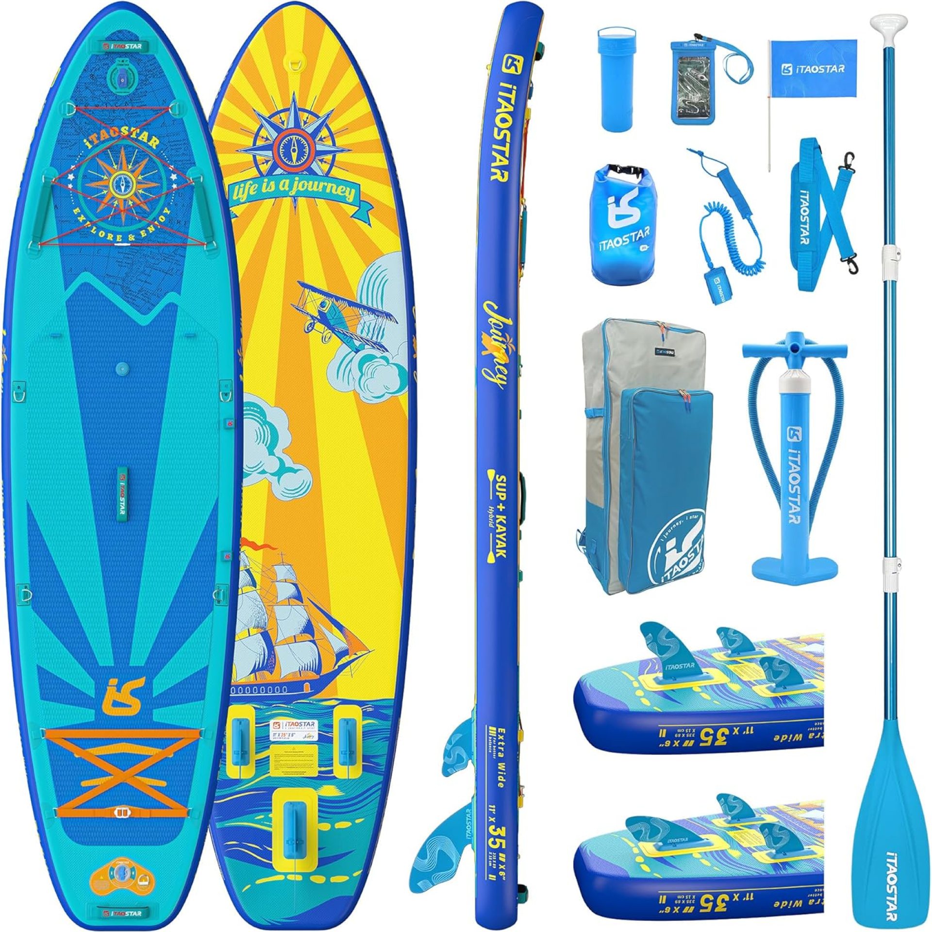 Journey 11’6″ / 11’×34″ / 11’×35″ Extra Wide Paddle Board, One-Stop Premium SUP Board Accessories, Tailored Fins, Stable Inflatable Stand Up Paddle Boards for Youth/Adults of All Skill Levels Journey 11’6″ / 11’×34″ / 11’×35″ Extra Wide Paddle Board, One-Stop Premium SUP Board Accessories, Tailored Fins, Stable Inflatable Stand Up Paddle Boards for Youth/Adults of All Skill Levels