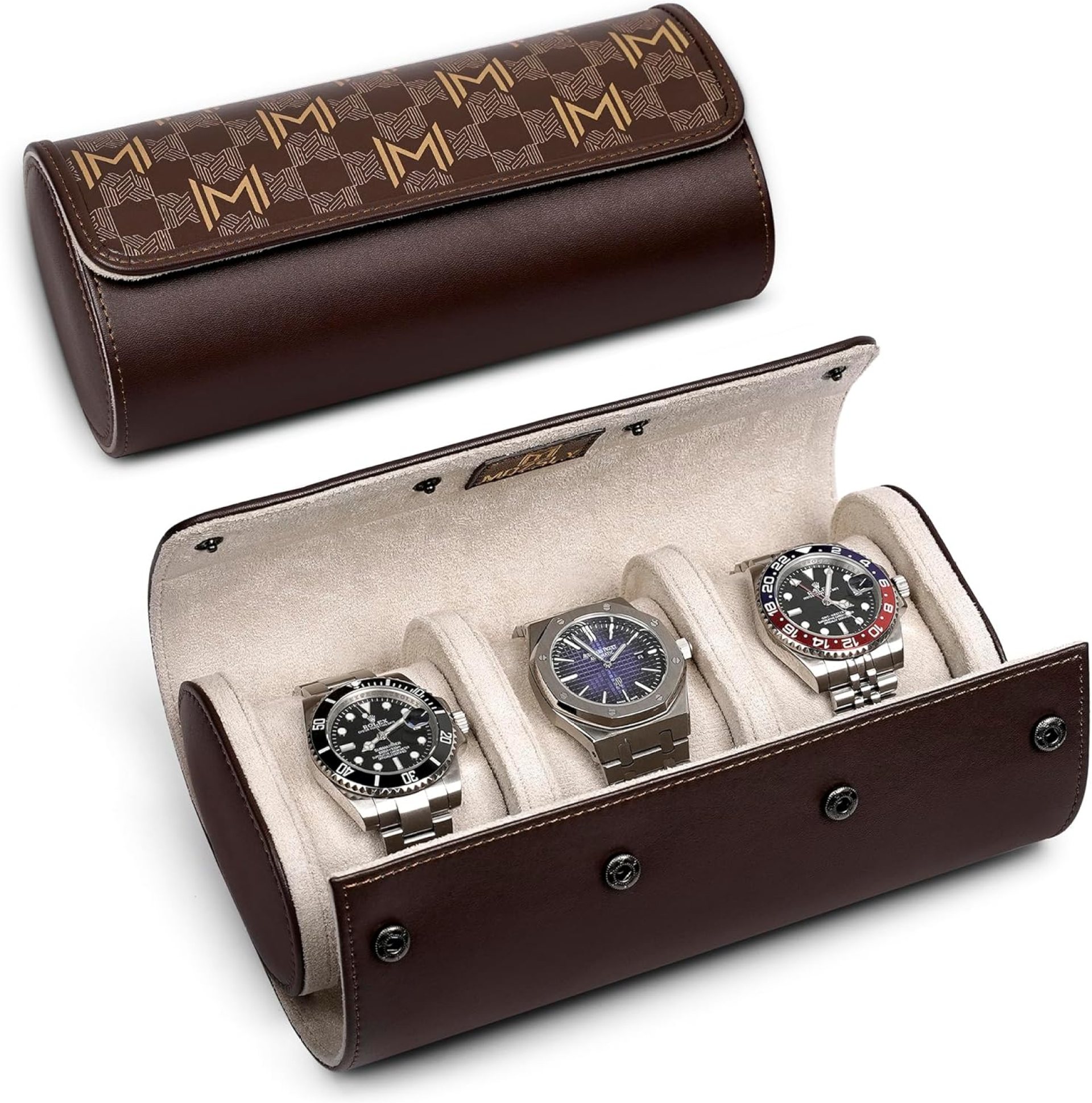 MOZSLY Watch Roll Travel Case 3 Slots Portable Watches Box Organizer Storage Holder Pattern PU Leather MOZSLY Watch Roll Travel Case 3 Slots Portable Watches Box Organizer Storage Holder Pattern PU Leather