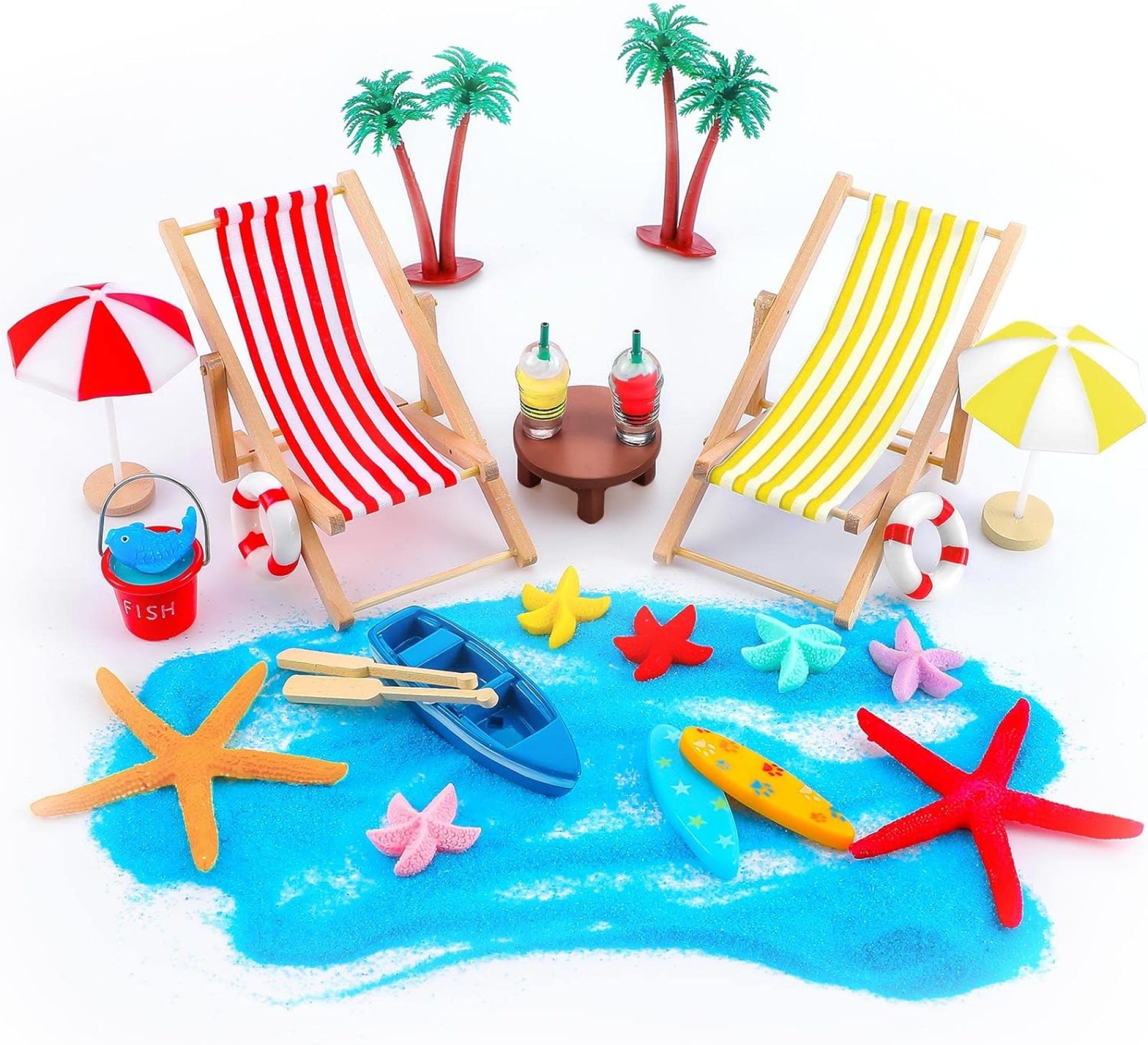 Minatee 25 Pcs Beach Miniature Dollhouse Decoration, Umbrella Palm Chair Miniature Toys Garden Dollhouse Outdoor Accessories Beach Decorations for DIY Garden Plant Pool(Red, Yellow) Minatee 25 Pcs Beach Miniature Dollhouse Decoration, Umbrella Palm Chair Miniature Toys Garden Dollhouse Outdoor Accessories Beach Decorations for DIY Garden Plant Pool(Red, Yellow)