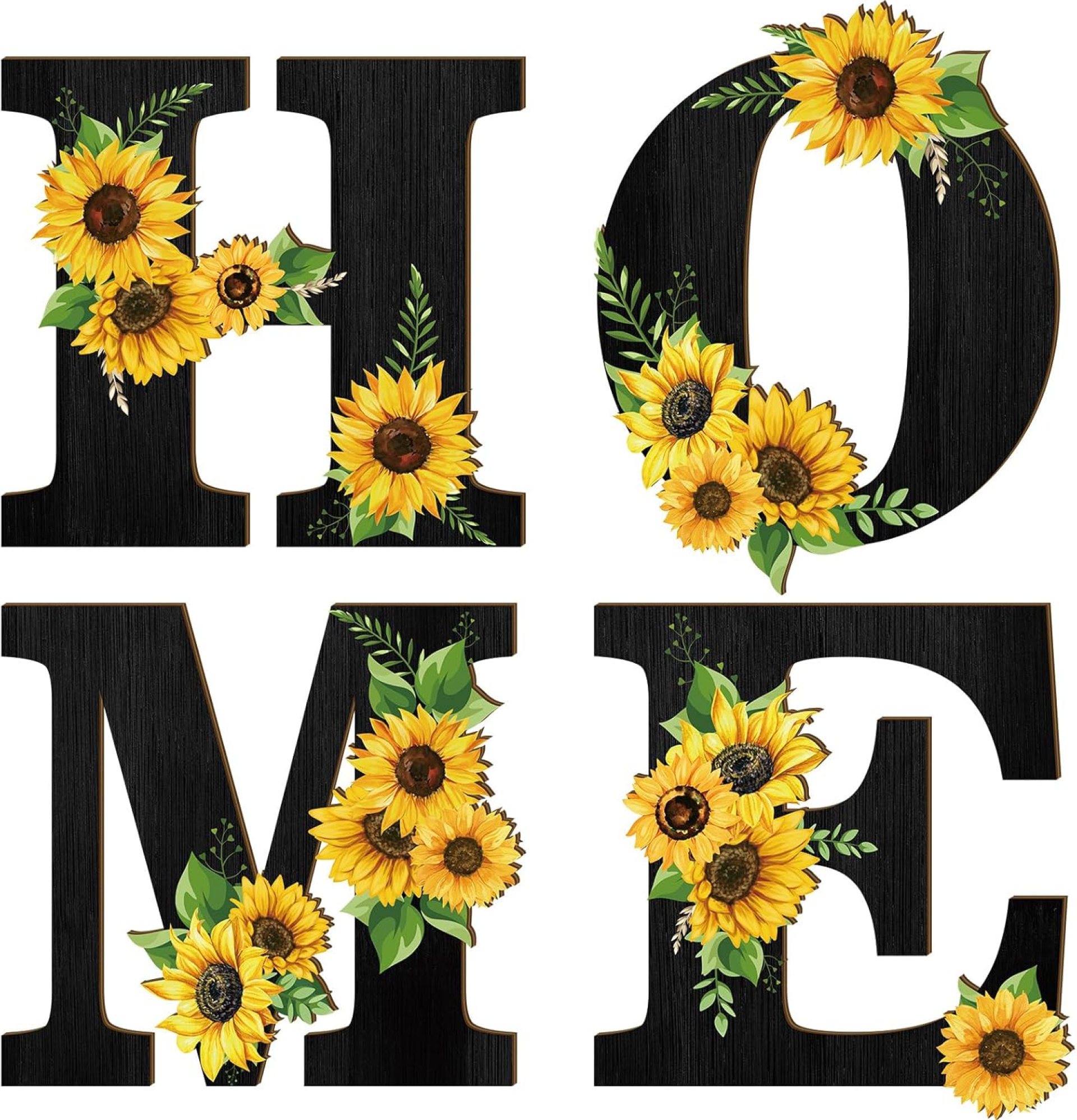 Geetery 4 Pcs Sunflower Kitchen Wall Decor Accessories Wood Rustic Sunflower Home Letters Decor Hanging Wall Art Signs Decorations for Home Living Room Kitchen Bedroom(Black) Geetery 4 Pcs Sunflower Kitchen Wall Decor Accessories Wood Rustic Sunflower Home Letters Decor Hanging Wall Art Signs Decorations for Home Living Room Kitchen Bedroom(Black)