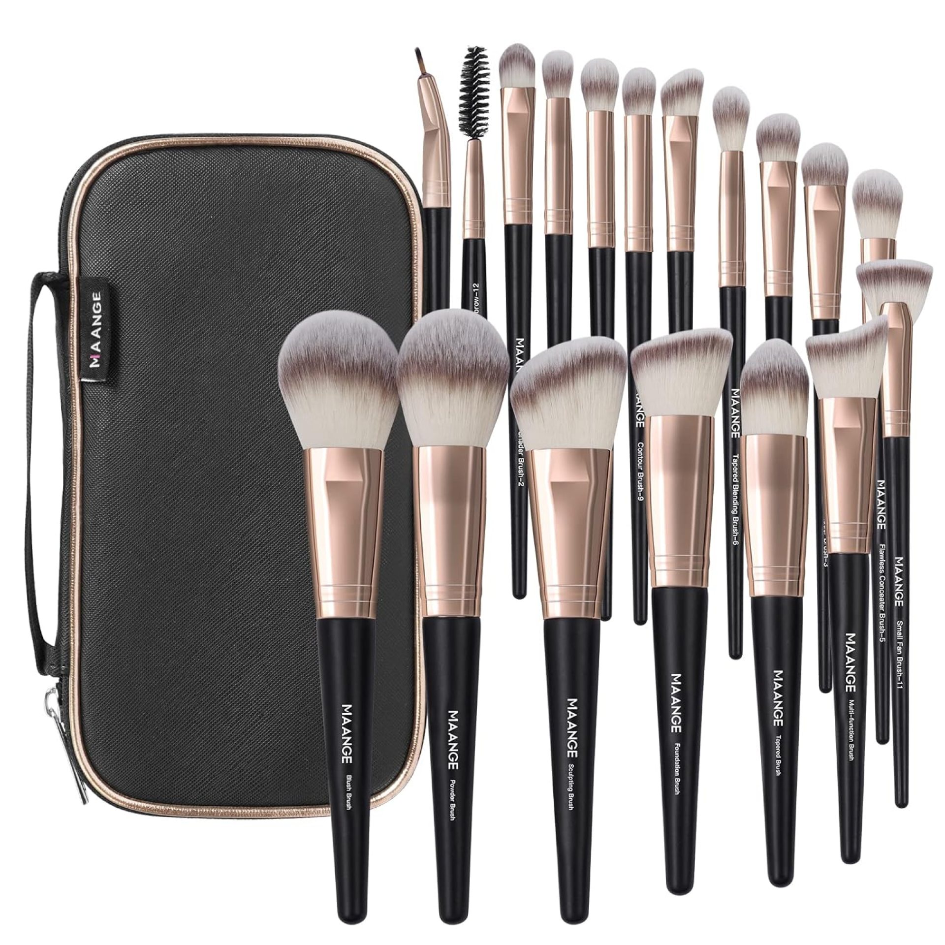 Makeup Brushes with Case, MAANGE 18 Pcs Professional Makeup Brush Set Premium Synthetic Face Kabuki Brush Kit Foundation Blush Powder Eyeshadow Brushes Set Christmas Gift(Coffee) Makeup Brushes with Case, MAANGE 18 Pcs Professional Makeup Brush Set Premium Synthetic Face Kabuki Brush Kit Foundation Blush Powder Eyeshadow Brushes Set Christmas Gift(Coffee)