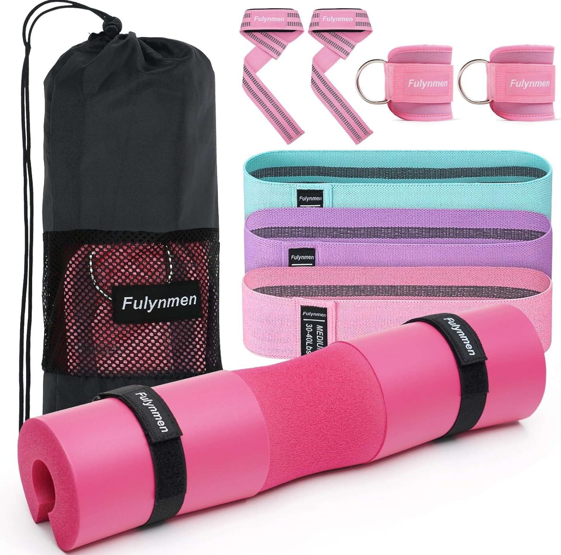 Barbell Pad Set with Hip Thrust Squat Pad Lifting Wrist Straps Ankle Straps for Cable Machines Resistance Bands Carry Bag Gym Accessories Barbell Pad Set with Hip Thrust Squat Pad Lifting Wrist Straps Ankle Straps for Cable Machines Resistance Bands Carry Bag Gym Accessories