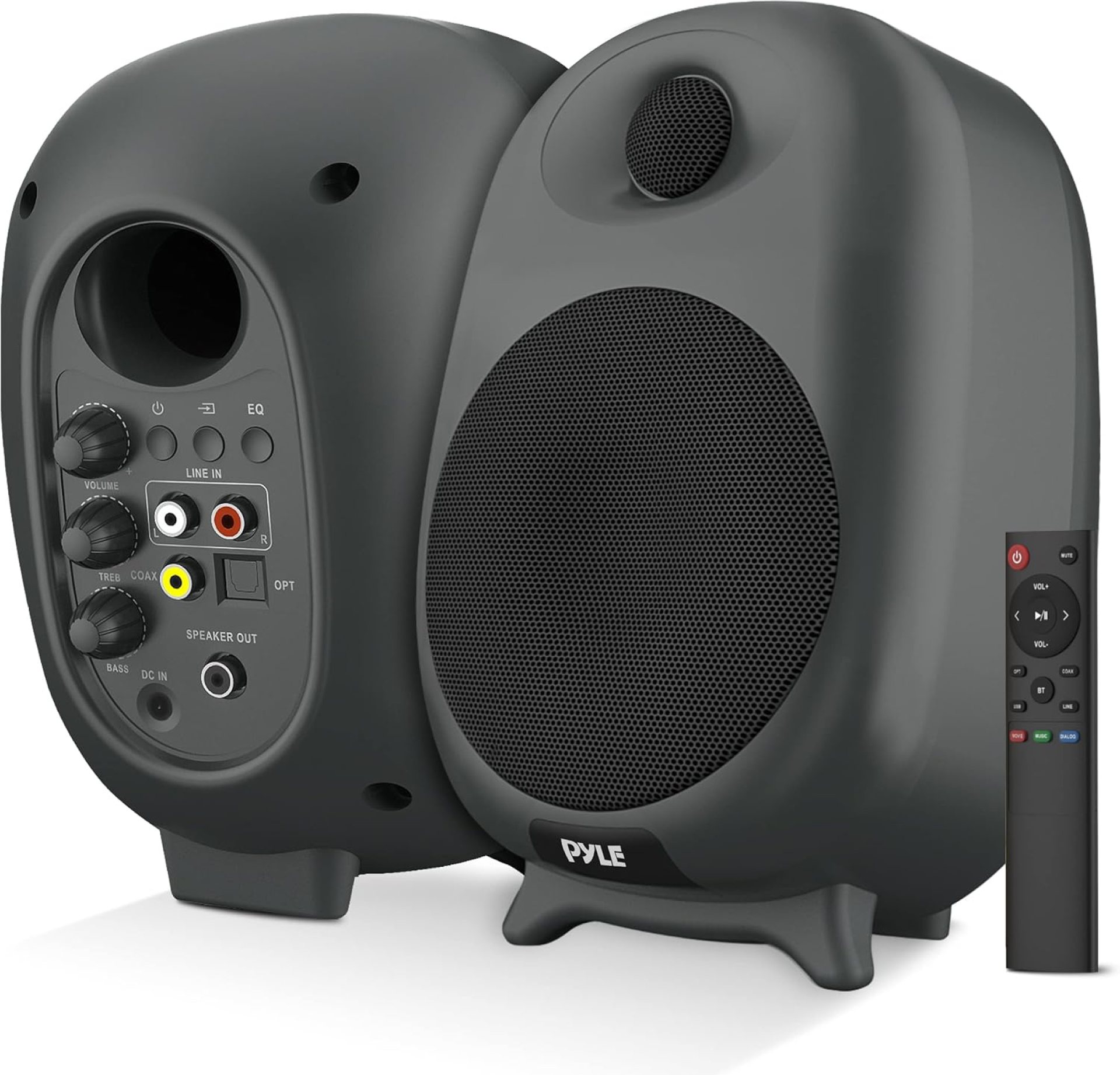 PYLE Powered Bookshelf Speakers- Bluetooth Studio Monitor Speaker Set, Tv & Pc Speaker, Desktop HiFi Stereo Speaker, Home Theatre Sound System-60 Watt PYLE Powered Bookshelf Speakers- Bluetooth Studio Monitor Speaker Set, Tv & Pc Speaker, Desktop HiFi Stereo Speaker, Home Theatre Sound System-60 Watt