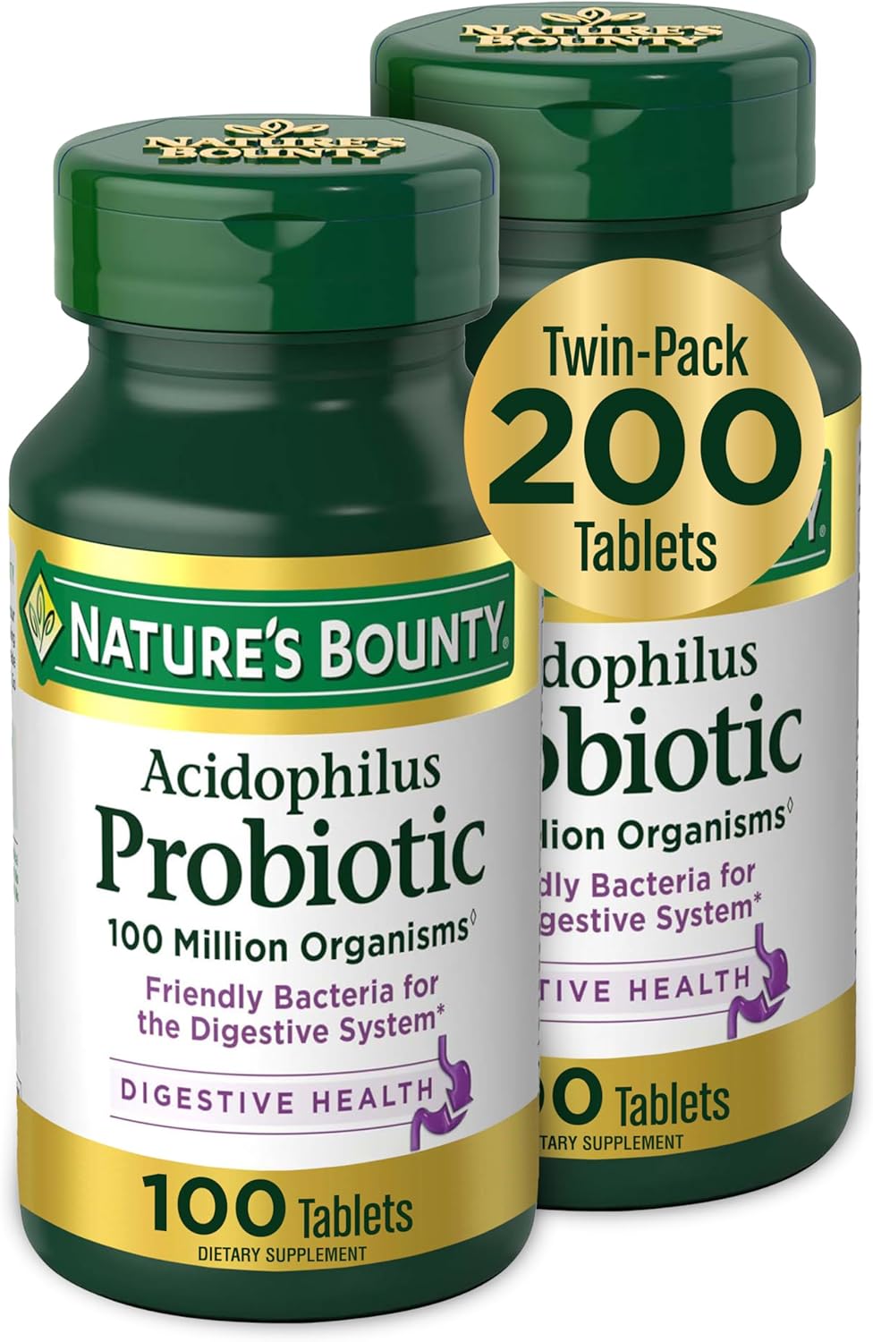 Nature’s Bounty Acidophilus Probiotic, Daily Probiotic Supplement, Supports Digestive Health, Twin Pack, 200 Tablets Nature’s Bounty Acidophilus Probiotic, Daily Probiotic Supplement, Supports Digestive Health, Twin Pack, 200 Tablets