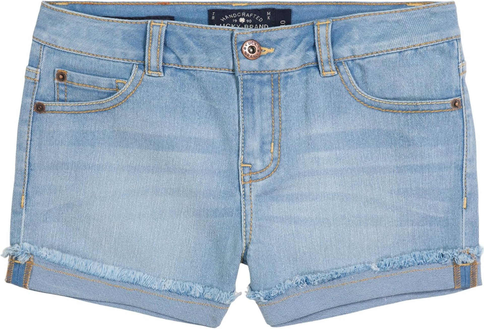 Lucky Brand Girls’ Cuffed Jean Shorts, Stretch Denim with 5 Pockets, Mid to High Rise Waist Lucky Brand Girls’ Cuffed Jean Shorts, Stretch Denim with 5 Pockets, Mid to High Rise Waist