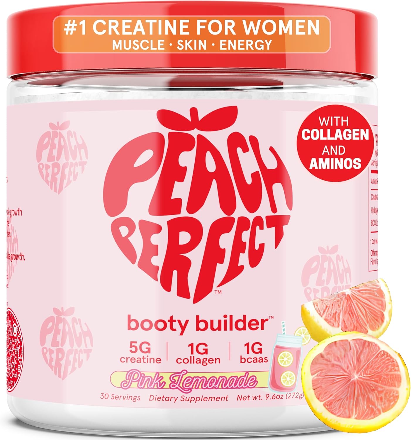 Creatine Monohydrate Powder, Pink Lemonade, Glute Builder Creatine for Women with Collagen, BCAAs, 5g Vegan Micronized Creatine per Serving, for Energy, Muscle Support, 30 Servings Creatine Monohydrate Powder, Pink Lemonade, Glute Builder Creatine for Women with Collagen, BCAAs, 5g Vegan Micronized Creatine per Serving, for Energy, Muscle Support, 30 Servings