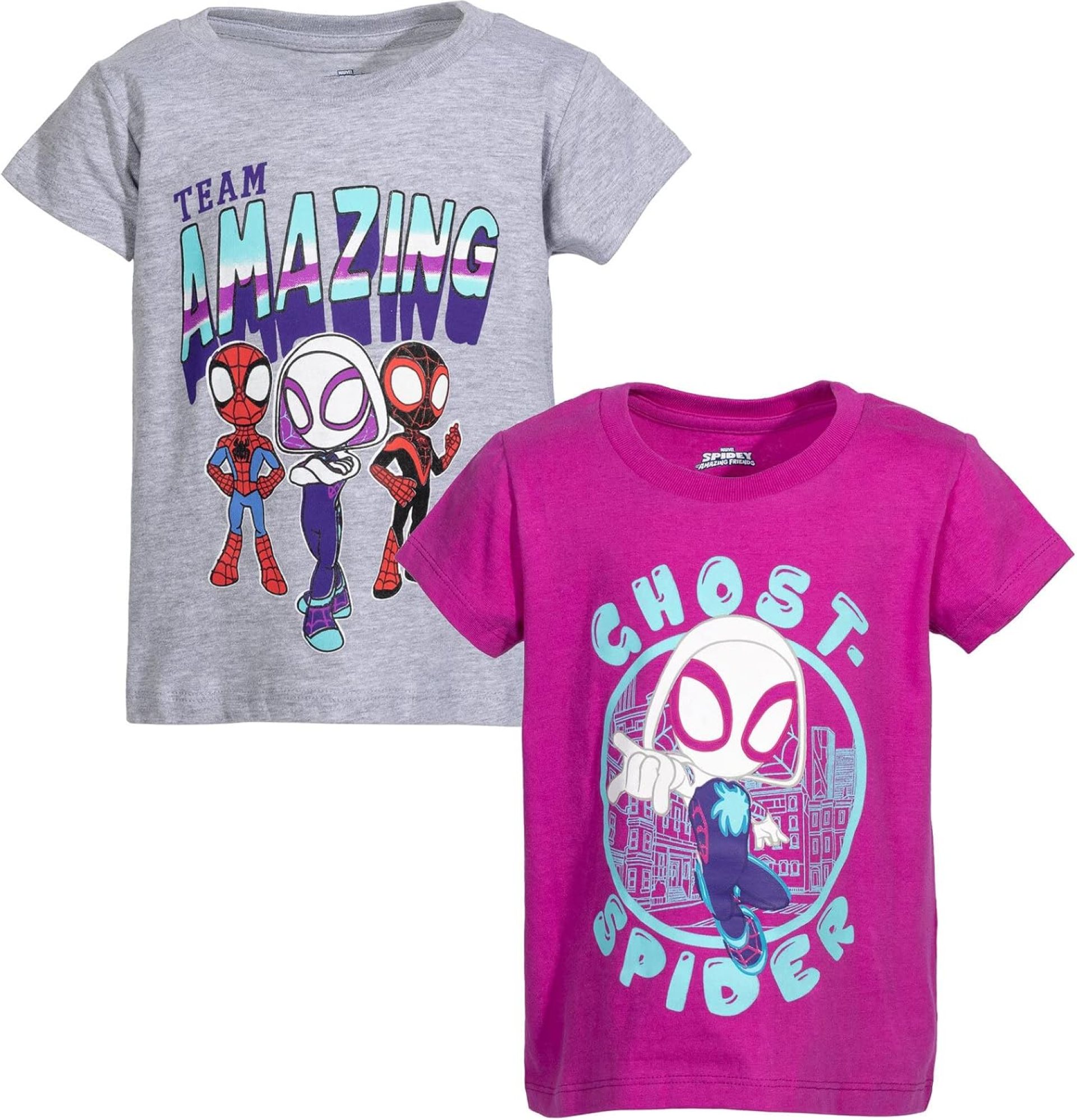 Marvel Spidey and His Amazing Friends Girls 2 Pack T-Shirts Toddler to Little Kid Marvel Spidey and His Amazing Friends Girls 2 Pack T-Shirts Toddler to Little Kid