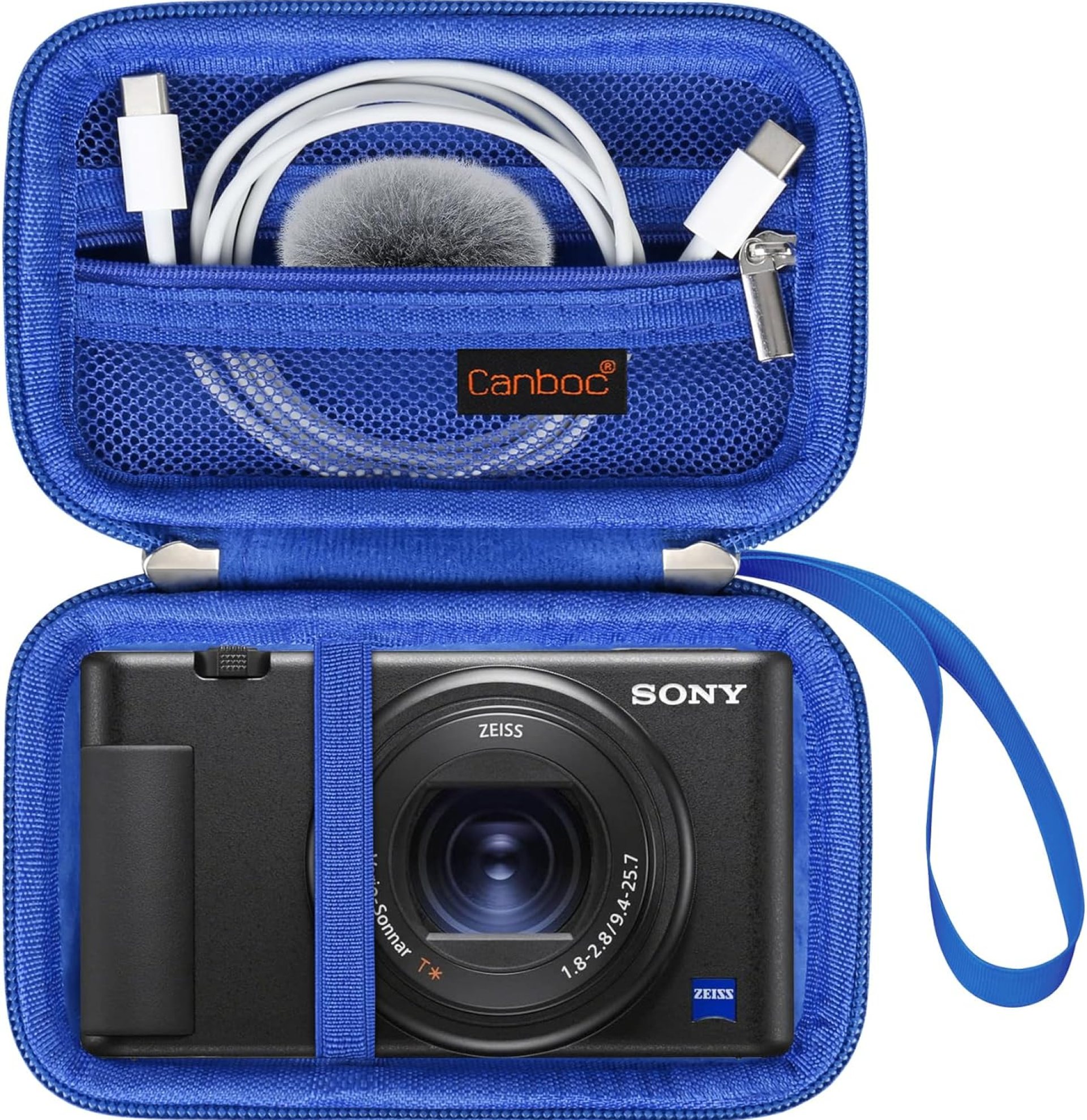 Canboc Carrying Case for Sony ZV-1/ ZV-1F/ ZV-1 II Digital Camera for Content Creators, Sony ZV1 Vlogging Camera Bag, Zipper Mesh Pocket fits USB Cable, Batteries, Blue Canboc Carrying Case for Sony ZV-1/ ZV-1F/ ZV-1 II Digital Camera for Content Creators, Sony ZV1 Vlogging Camera Bag, Zipper Mesh Pocket fits USB Cable, Batteries, Blue