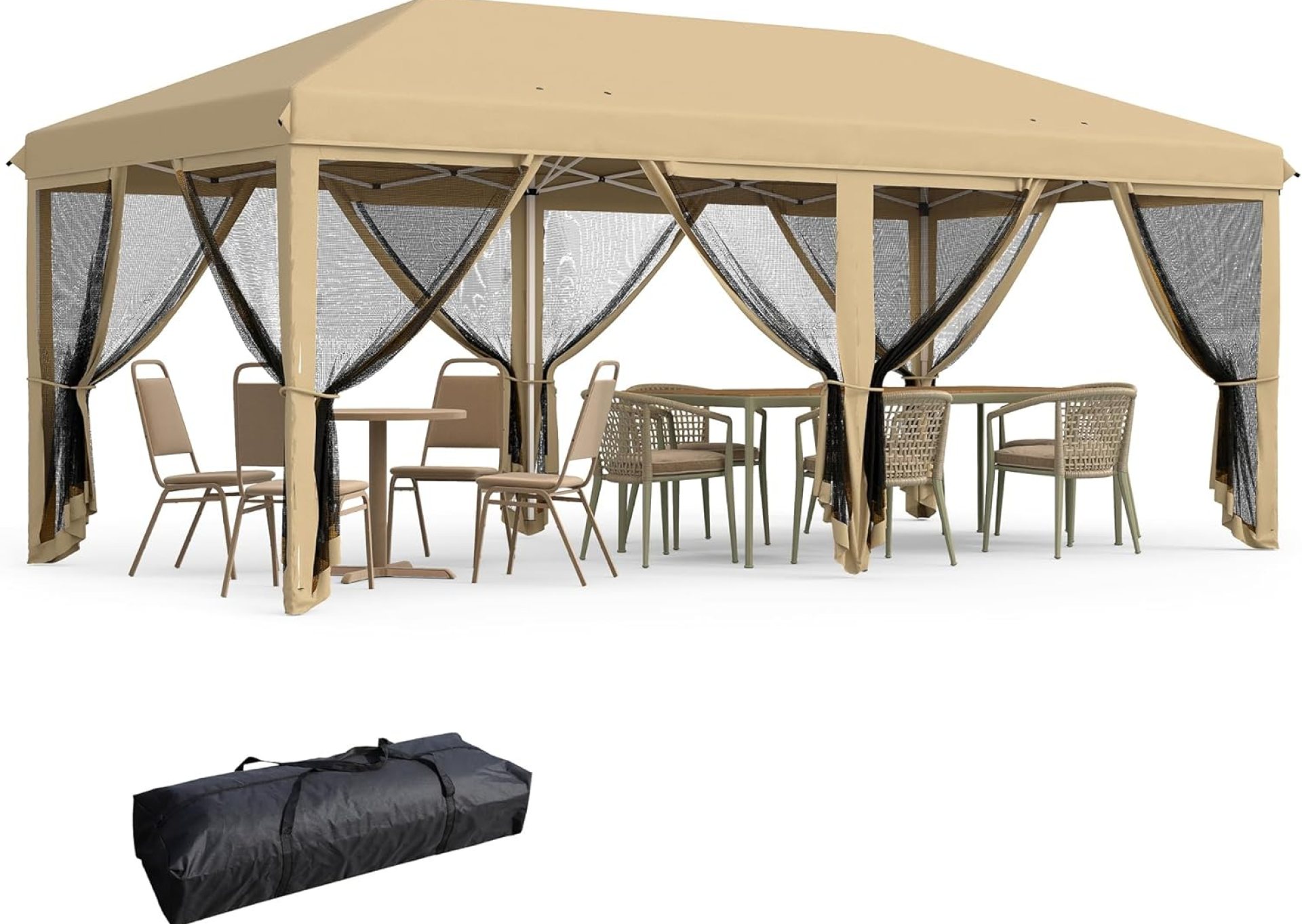 Outsunny 10′ x 20′ Pop Up Canopy Tent with Netting, Heavy Duty Instant Sun Shelter, Large Tents for Parties with Carry Bag for Outdoor, Garden, Patio, Beige Outsunny 10′ x 20′ Pop Up Canopy Tent with Netting, Heavy Duty Instant Sun Shelter, Large Tents for Parties with Carry Bag for Outdoor, Garden, Patio, Beige