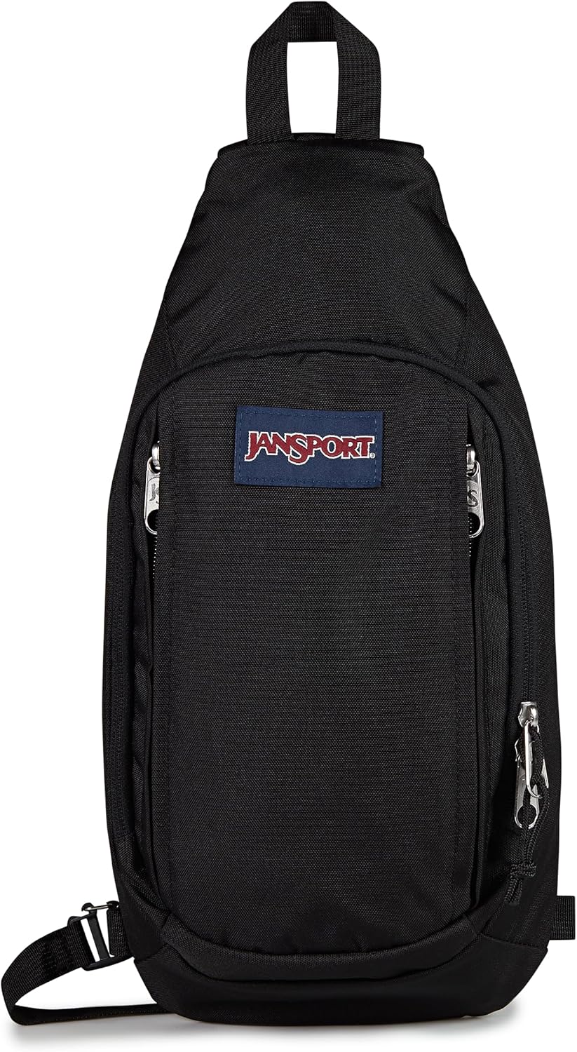 JanSport Move Sling Crossbody Bag – Main Compartment, Zippered Front Pockets, Adjustable Shoulder Strap, Fully Padded Back Panel, Black JanSport Move Sling Crossbody Bag – Main Compartment, Zippered Front Pockets, Adjustable Shoulder Strap, Fully Padded Back Panel, Black