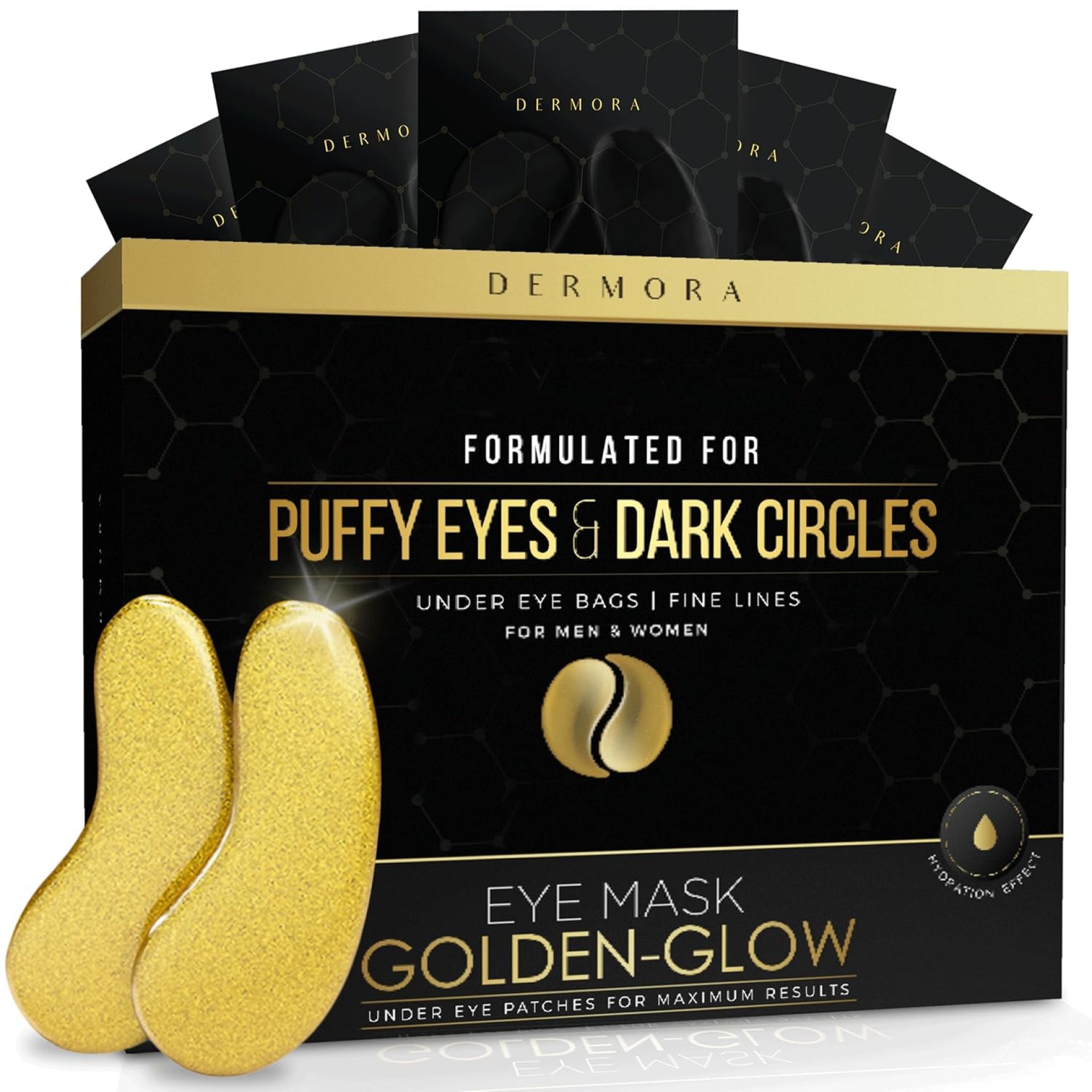 DERMORA Golden Glow Under Eye Patches (15 Pairs Eye Gels) – Rejuvenating Treatment for Dark Circles, Puffy Eyes, Refreshing, Revitalizing, Travel, Wrinkles DERMORA Golden Glow Under Eye Patches (15 Pairs Eye Gels) – Rejuvenating Treatment for Dark Circles, Puffy Eyes, Refreshing, Revitalizing, Travel, Wrinkles