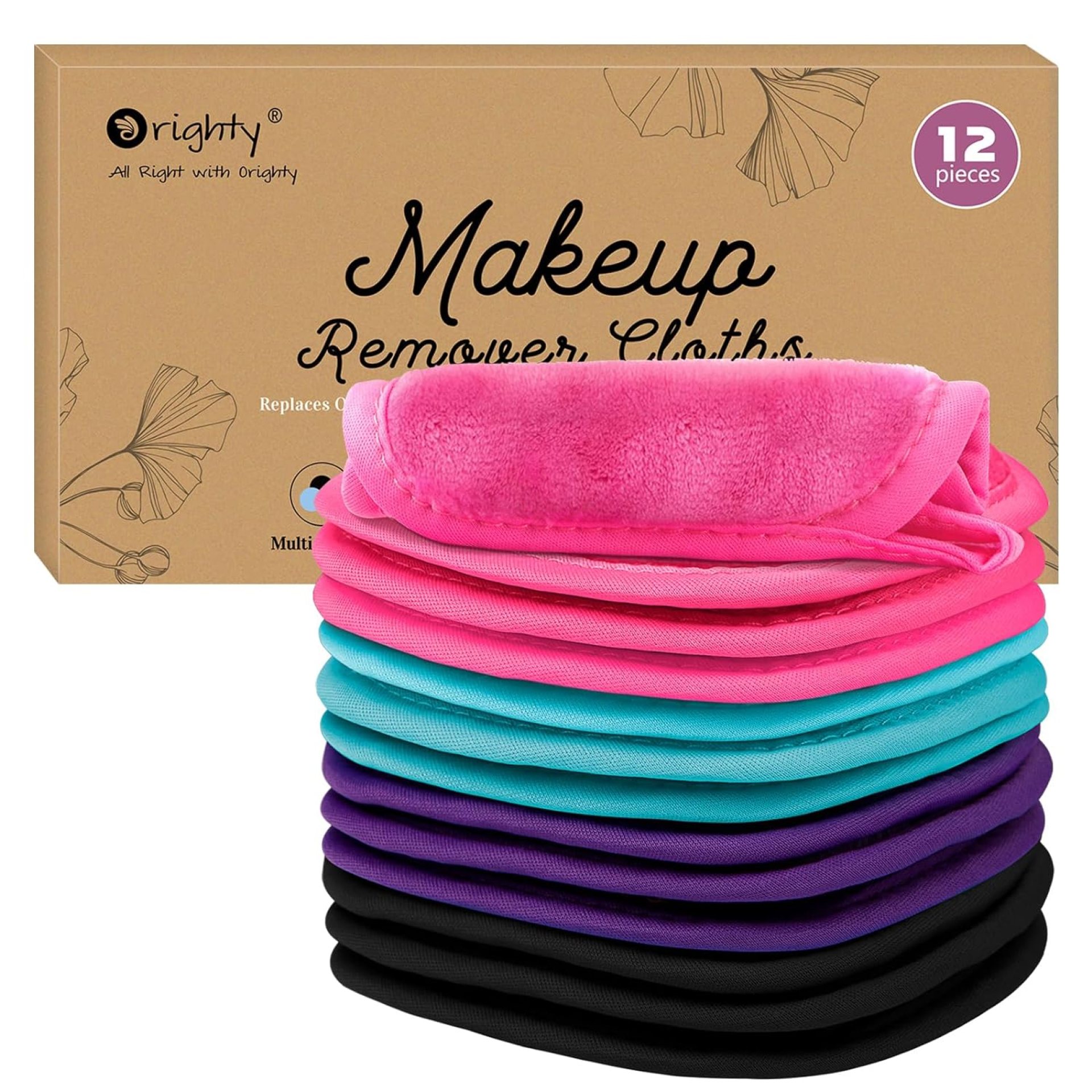 Orighty Makeup Remover Cloths 12 Pack, Makeup Removal Face Cleansing Cloth, Reusable Make Up Remover Pads Remove Instantly Dirt with Just Water, 5 x 5 in Orighty Makeup Remover Cloths 12 Pack, Makeup Removal Face Cleansing Cloth, Reusable Make Up Remover Pads Remove Instantly Dirt with Just Water, 5 x 5 in