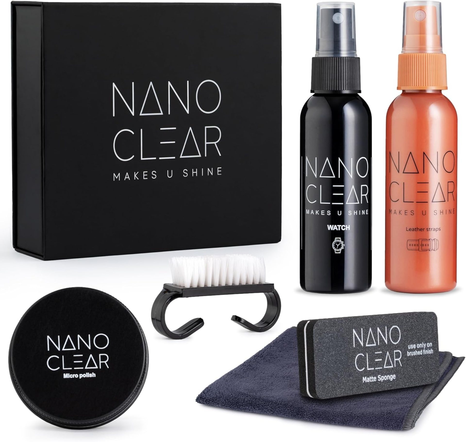 Nano Clear Watch Cleaner & Scratch Remover 2.1. Watch Cleaner Solution, 2 Oz. Watch Renewal. Watch Polish, Microfiber Cloth, Matte Sponge, Cleaning Brush – Watch Cleaning Kit & Repair Kit Accessories Nano Clear Watch Cleaner & Scratch Remover 2.1. Watch Cleaner Solution, 2 Oz. Watch Renewal. Watch Polish, Microfiber Cloth, Matte Sponge, Cleaning Brush – Watch Cleaning Kit & Repair Kit Accessories