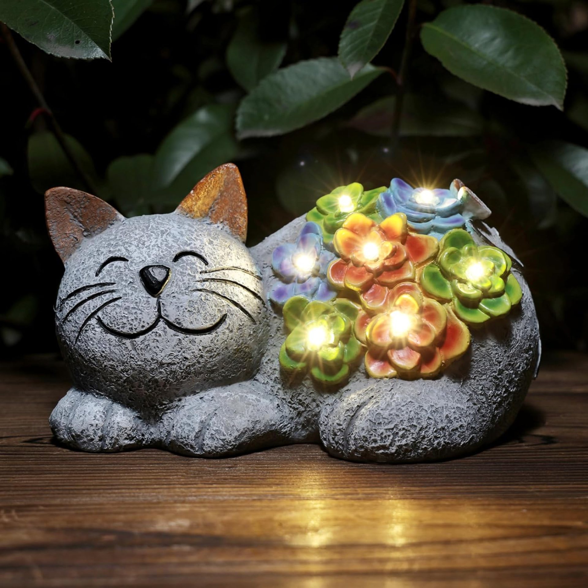 Otdair Solar Garden Decor Cat, Cat Lover Gifts with Succulent and 7 LED Lights for Outside,Outdoor Solar Lights for Yard, Garden and Patio, Unique Gift for Women Otdair Solar Garden Decor Cat, Cat Lover Gifts with Succulent and 7 LED Lights for Outside,Outdoor Solar Lights for Yard, Garden and Patio, Unique Gift for Women
