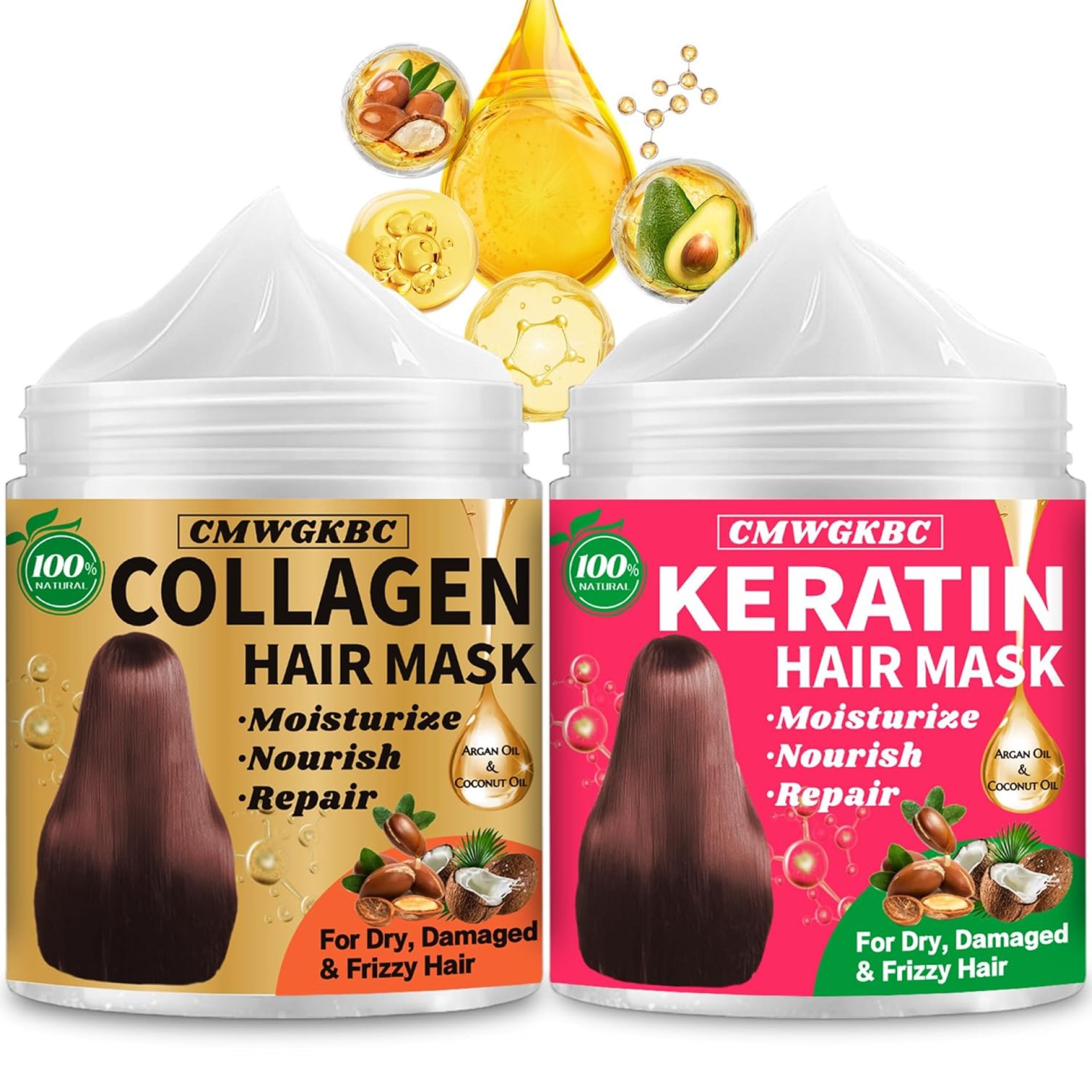 Collagen Hair Mask & Keratin Hair Mask for Damaged Hair,Keratin Hair Treatment,Repair Deep Conditioner for Dry Hair,Vitamin E Natural Hydrating Hair Mask with Argan Oil All Hair Type,Hair Care Gifts Collagen Hair Mask & Keratin Hair Mask for Damaged Hair,Keratin Hair Treatment,Repair Deep Conditioner for Dry Hair,Vitamin E Natural Hydrating Hair Mask with Argan Oil All Hair Type,Hair Care Gifts