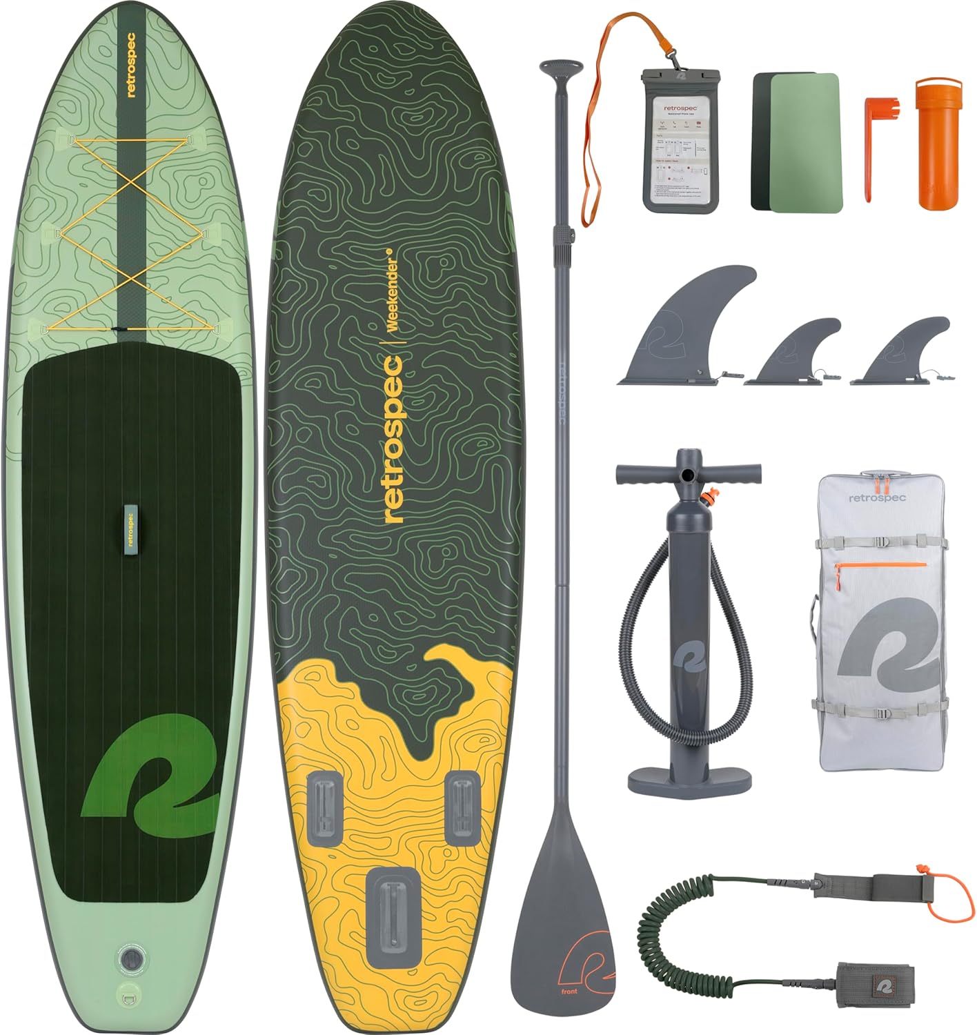 Retrospec Weekender Inflatable Stand Up Paddle Board Includes Paddle, Pump, and Accessories 10’6” Lightweight iSUP, Puncture Resistant Inflatable Paddle Board for Adults Retrospec Weekender Inflatable Stand Up Paddle Board Includes Paddle, Pump, and Accessories 10’6” Lightweight iSUP, Puncture Resistant Inflatable Paddle Board for Adults
