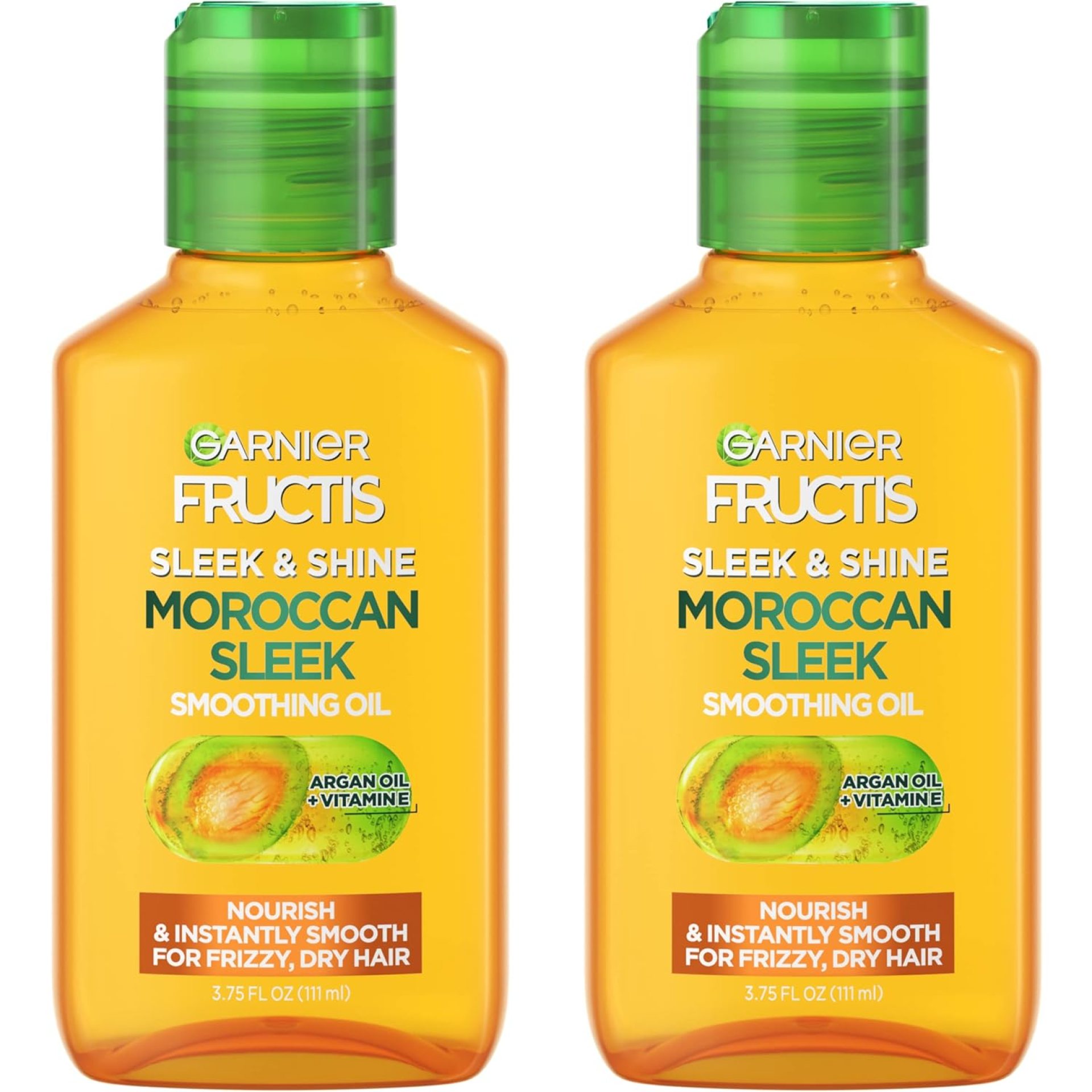 Garnier Fructis Sleek & Shine Moroccan Sleek Smoothing Oil for Frizzy, Dry Hair, Argan Oil, 3.75 Fl Oz, 2 Count (Packaging May Vary) Garnier Fructis Sleek & Shine Moroccan Sleek Smoothing Oil for Frizzy, Dry Hair, Argan Oil, 3.75 Fl Oz, 2 Count (Packaging May Vary)