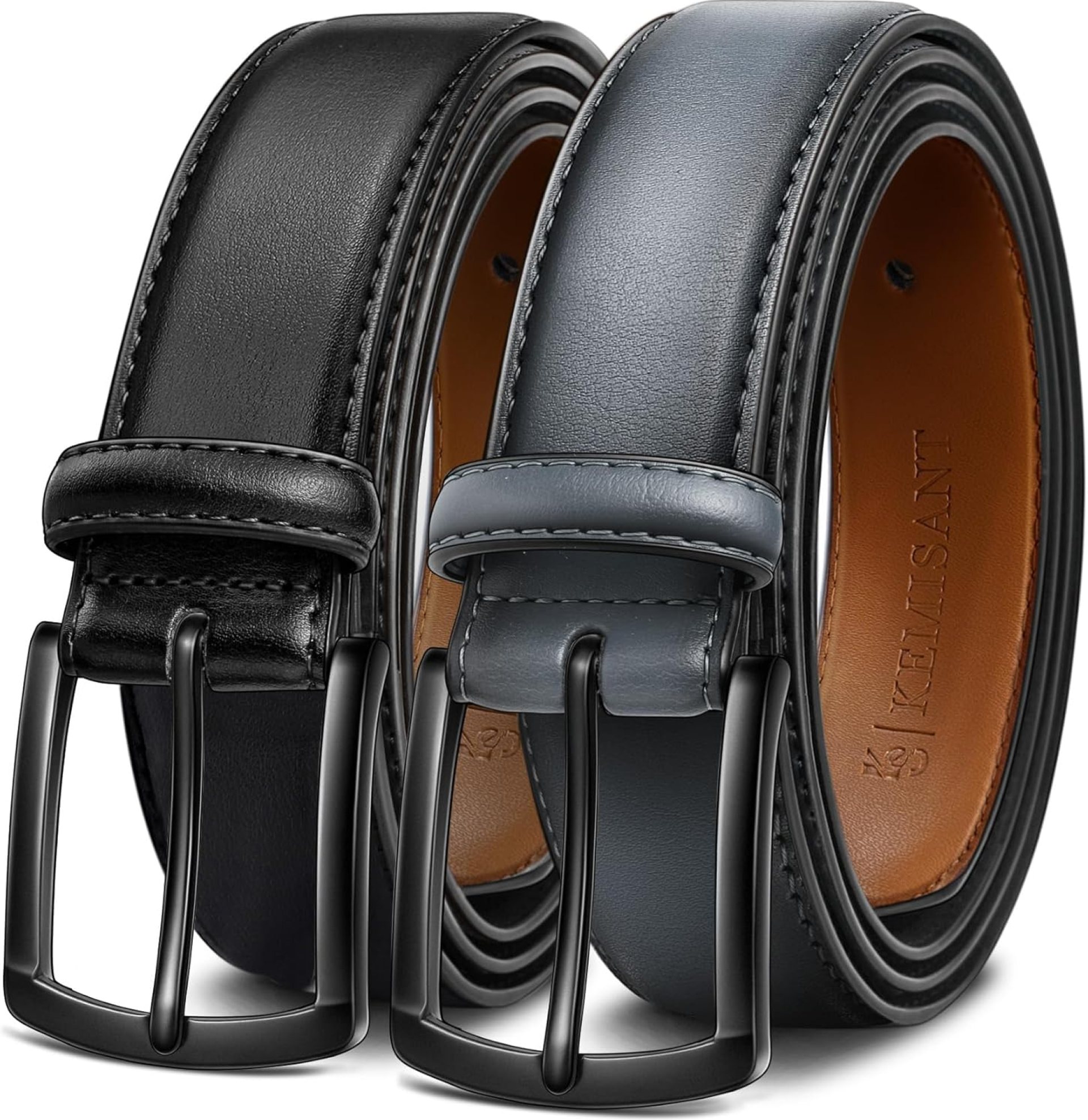KEMISANT Men Belt 2Pack – Genuine Leather Belt for Men Dress Casual Golf Jeans 1 3/8″ KEMISANT Men Belt 2Pack – Genuine Leather Belt for Men Dress Casual Golf Jeans 1 3/8″