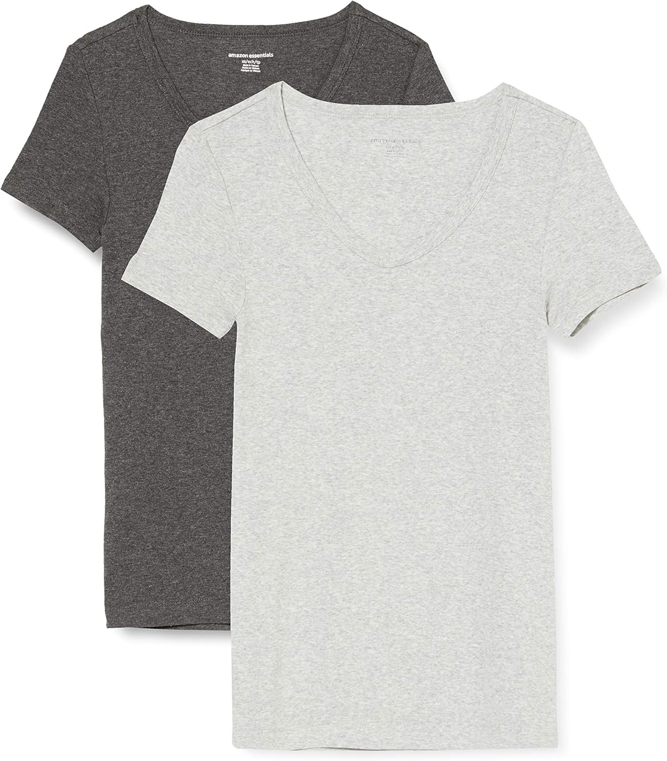 Amazon Essentials Women’s Slim-Fit Short-Sleeve V-Neck T-Shirt, Pack of 2 Amazon Essentials Women’s Slim-Fit Short-Sleeve V-Neck T-Shirt, Pack of 2