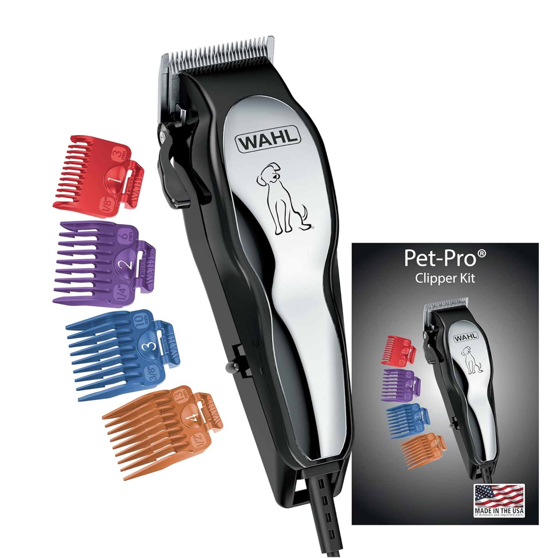 Wahl USA Clipper Pet-Pro Dog Grooming Kit – Electric Corded Dog Clipper for Dogs & Cats with Fine & Medium Coats – Model 9281-210 Wahl USA Clipper Pet-Pro Dog Grooming Kit – Electric Corded Dog Clipper for Dogs & Cats with Fine & Medium Coats – Model 9281-210