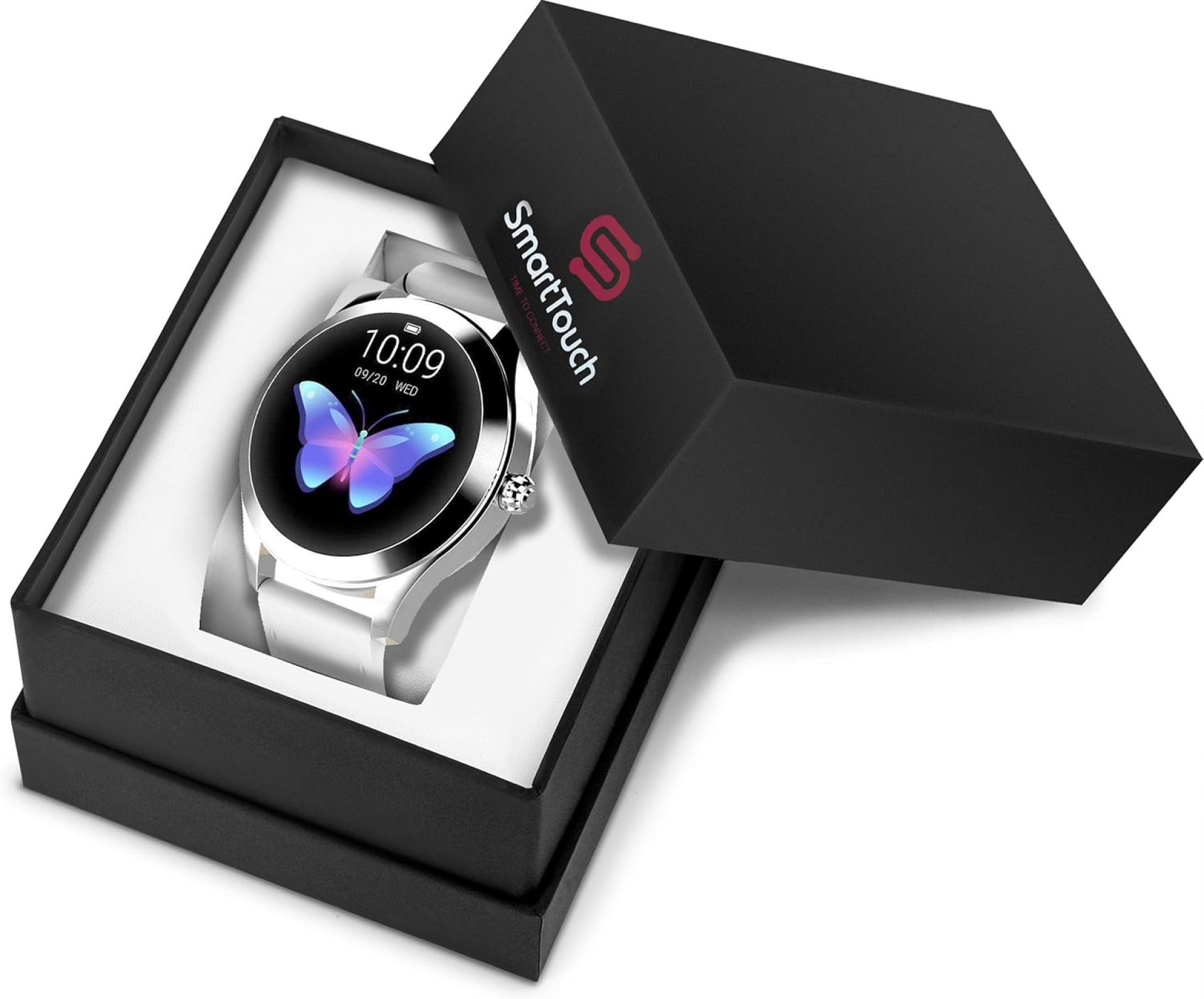Smart Touch KW10 Ladies Smart Watch, IP68 Waterproof, Bluetooth | Sleep & Heart Rate Monitor, Pedometer, Physiological Reminder, Remote Camera| Smartwatch for Women w/Changeable Wrist Bands (White) Smart Touch KW10 Ladies Smart Watch, IP68 Waterproof, Bluetooth | Sleep & Heart Rate Monitor, Pedometer, Physiological Reminder, Remote Camera| Smartwatch for Women w/Changeable Wrist Bands (White)