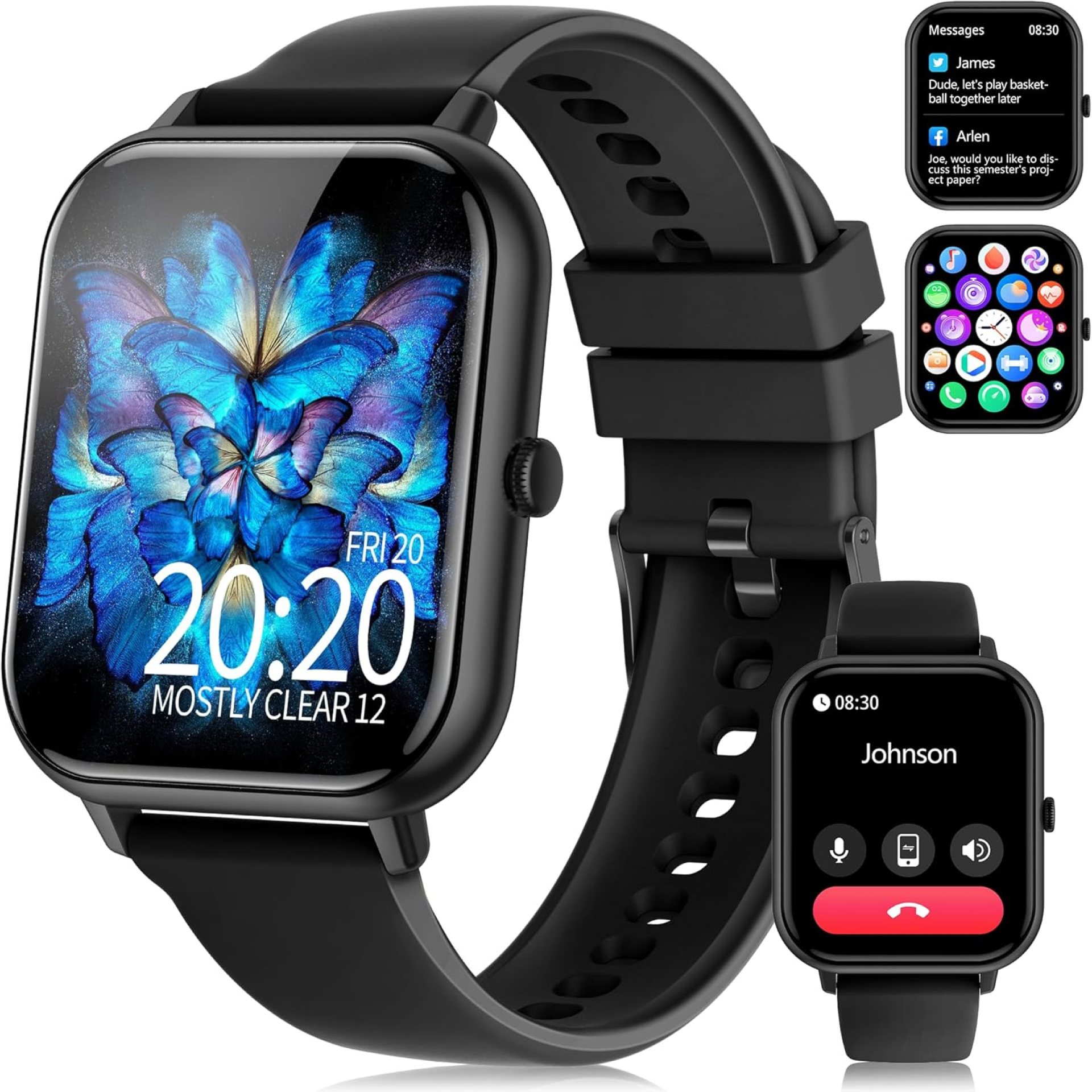 Smart Watch for Men Women, 1.83″ HD Fitness Tracker with Answer/Make Calls, Heart Rate/Blood Oxygen/Sleep Monitor, Pedometer, Calories, 120+ Sports Mode, IP68 Waterproof Fitness Watch for Android iOS Smart Watch for Men Women, 1.83″ HD Fitness Tracker with Answer/Make Calls, Heart Rate/Blood Oxygen/Sleep Monitor, Pedometer, Calories, 120+ Sports Mode, IP68 Waterproof Fitness Watch for Android iOS