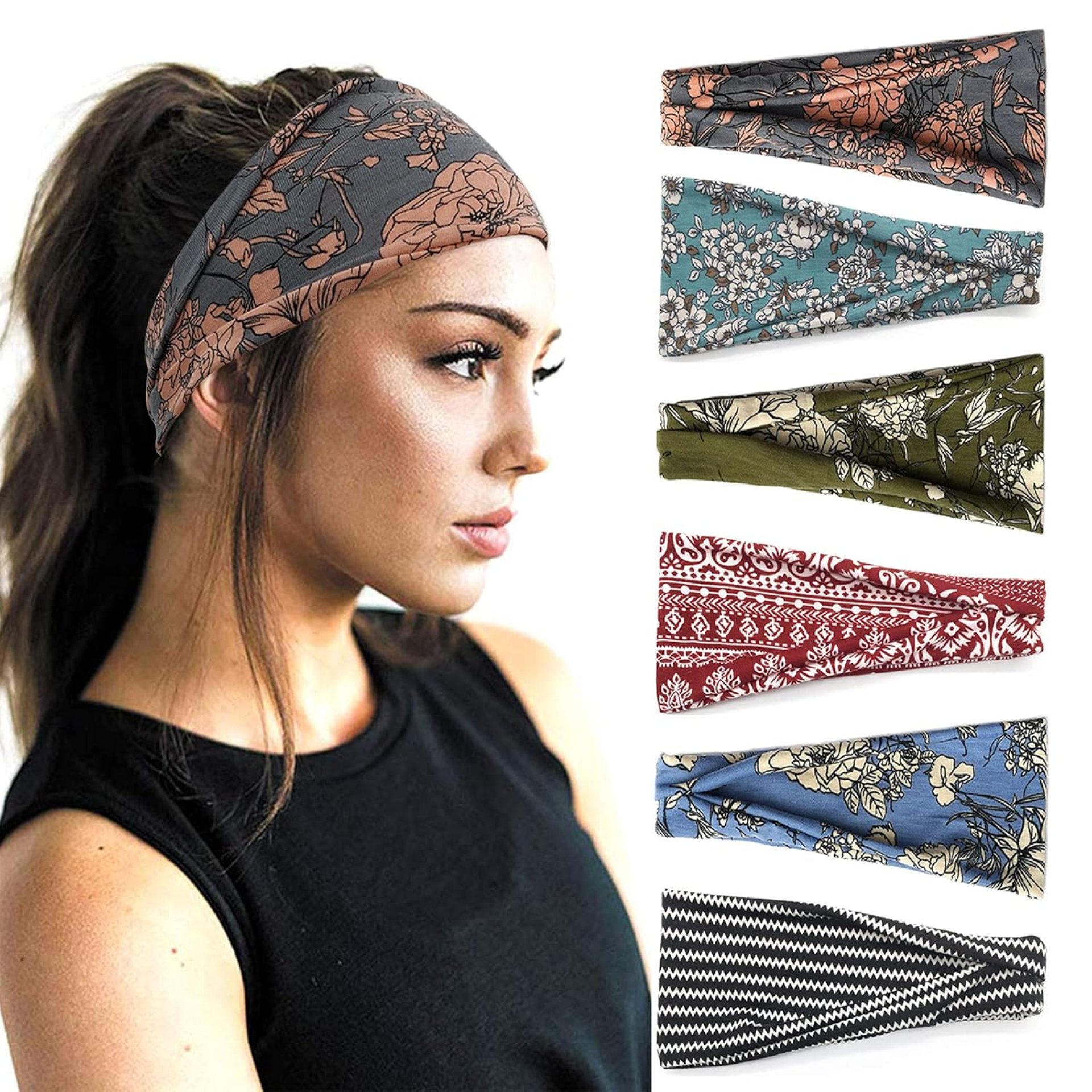 Boho Headbands For Women Fashion Wide Headband Yoga Workout Head Bands Hair Accessories Band 6 Pack Boho Headbands For Women Fashion Wide Headband Yoga Workout Head Bands Hair Accessories Band 6 Pack