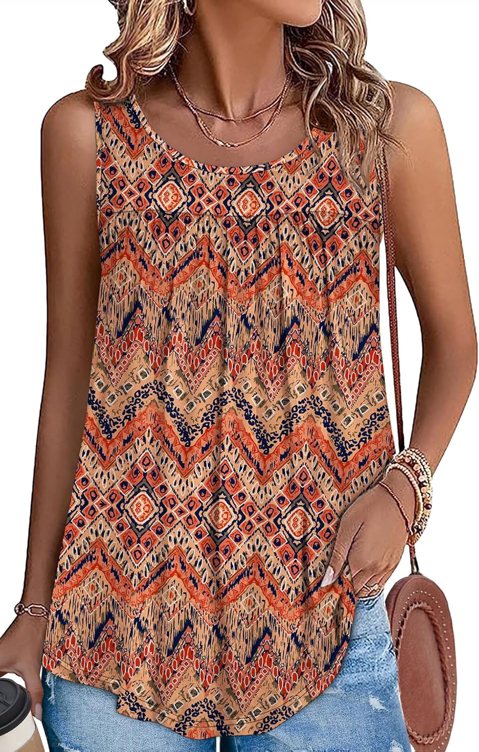 WEESO Tank Top for Women Summer Sleeveless Pleated Crewneck T Shirts Dressy Casual Beach Vacation Clothes Fashion Outfits WEESO Tank Top for Women Summer Sleeveless Pleated Crewneck T Shirts Dressy Casual Beach Vacation Clothes Fashion Outfits